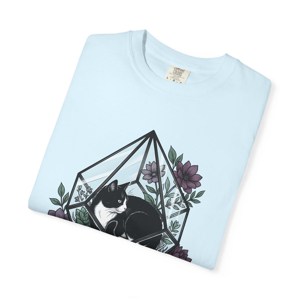 Tuxedo Cat Shirt Cat Plants Gift Women Garden Tee Black Cat T-Shirt Cat Fan Foliage Graphic Tshirt Line Art Aloe Tshirt