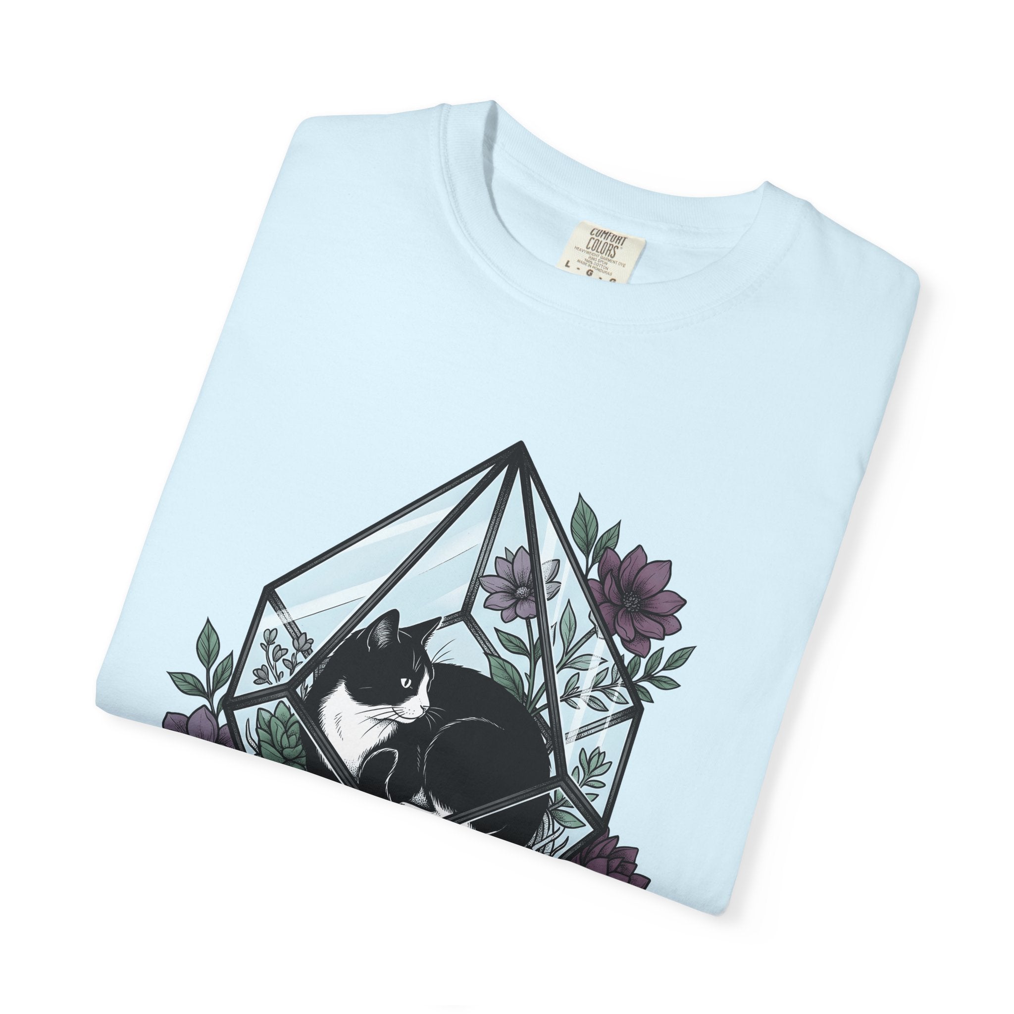 Tuxedo Cat Shirt Cat Plants Gift Women Garden Tee Black Cat T-Shirt Cat Fan Foliage Graphic Tshirt Line Art Aloe Tshirt