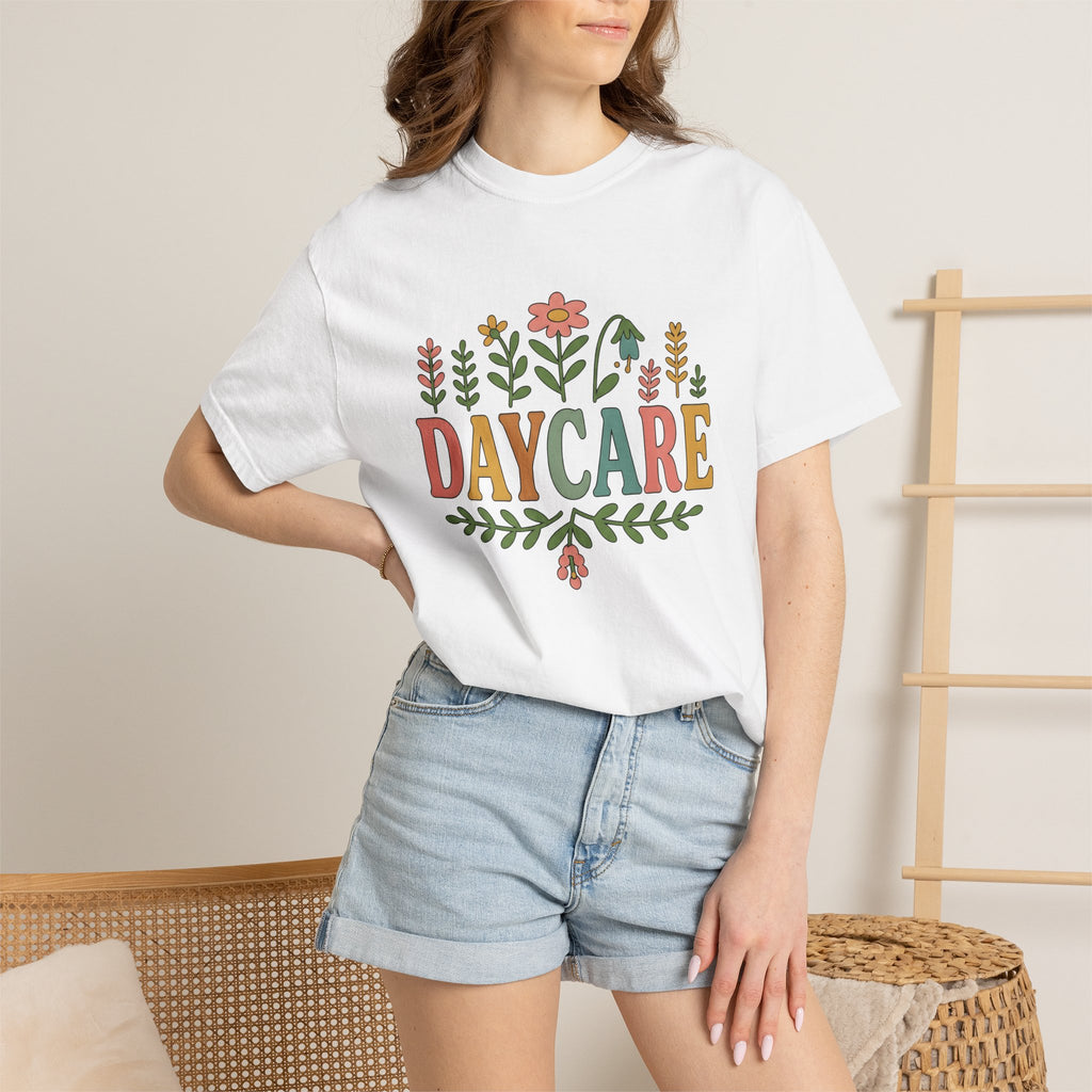 Floral Nursery Shirt Daycare Mentor Gift Women Vintage Tee Garden T-Shirt Childcare Fan Retro Tshirt Coaching Graphic Outline Field Flowers