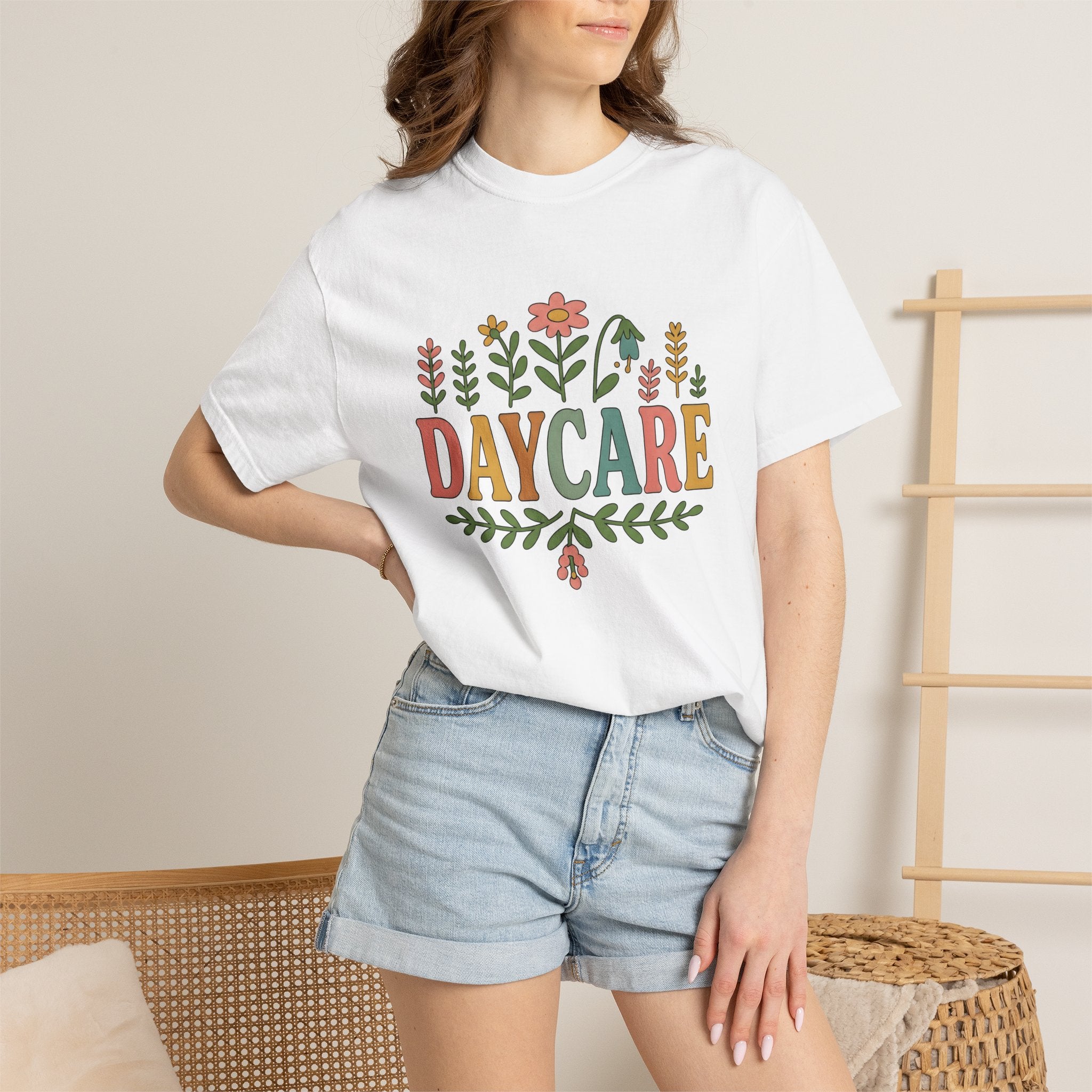 Floral Nursery Shirt Daycare Mentor Gift Women Vintage Tee Garden T-Shirt Childcare Fan Retro Tshirt Coaching Graphic Outline Field Flowers