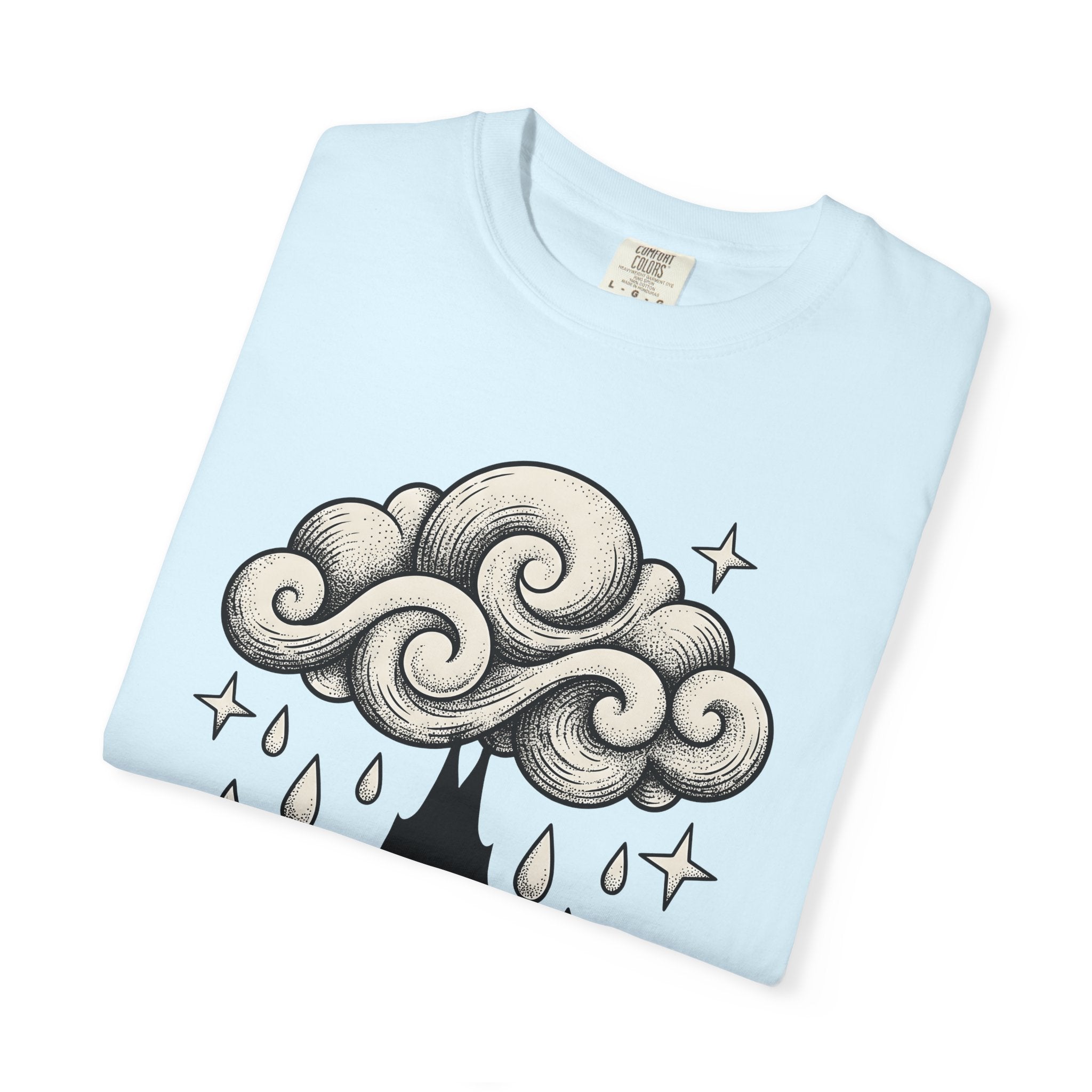 Bat Cloud Shirt Boho Chic Supernatural Gift Women Cartoon Tee Storm Cloud T-Shirt Bohemian Fan Comic Tshirt Paranormal Graphic Faded Glitter
