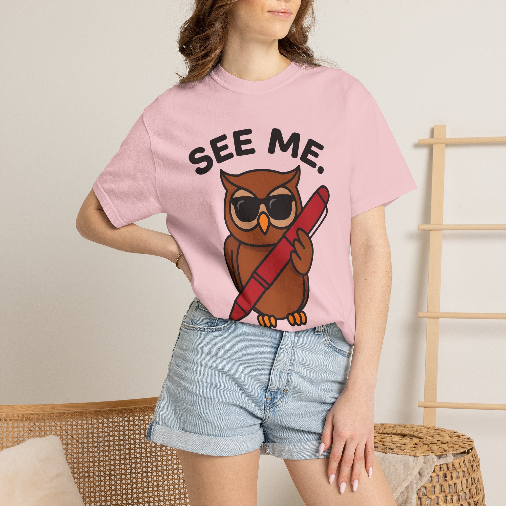 Owl Sun Glasses Shirt Teachers Learning Gift Women Hand Drawn Tee Owl T-Shirt Educator Enthusiast Illustrated Design Educational Graphic