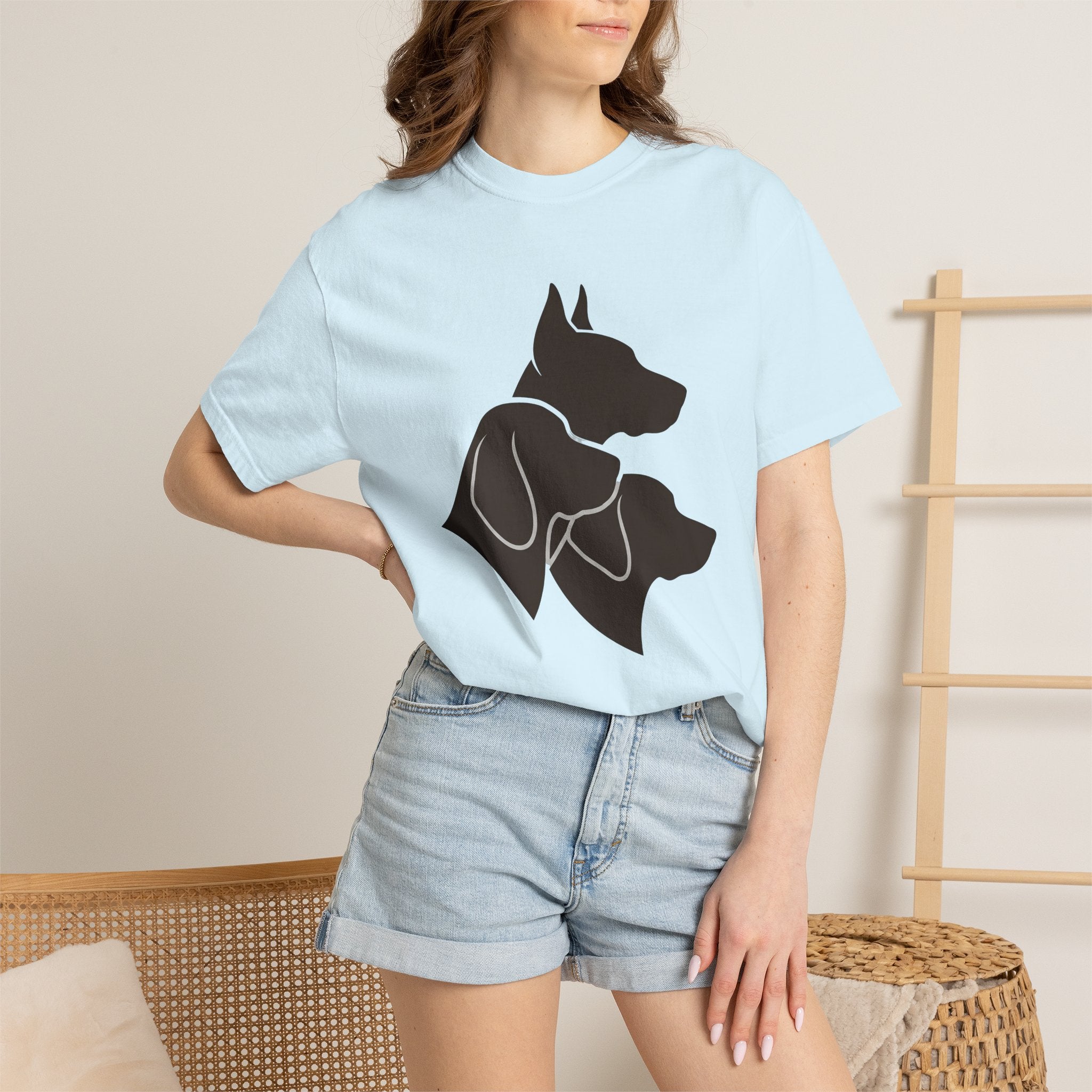 Puppy Silhouette Shirt Dog Creatures Gift Women Basic Tee Puppy T-Shirt Dog Fan Pup Tshirt Beast Graphic Modernistic Set Tshirt