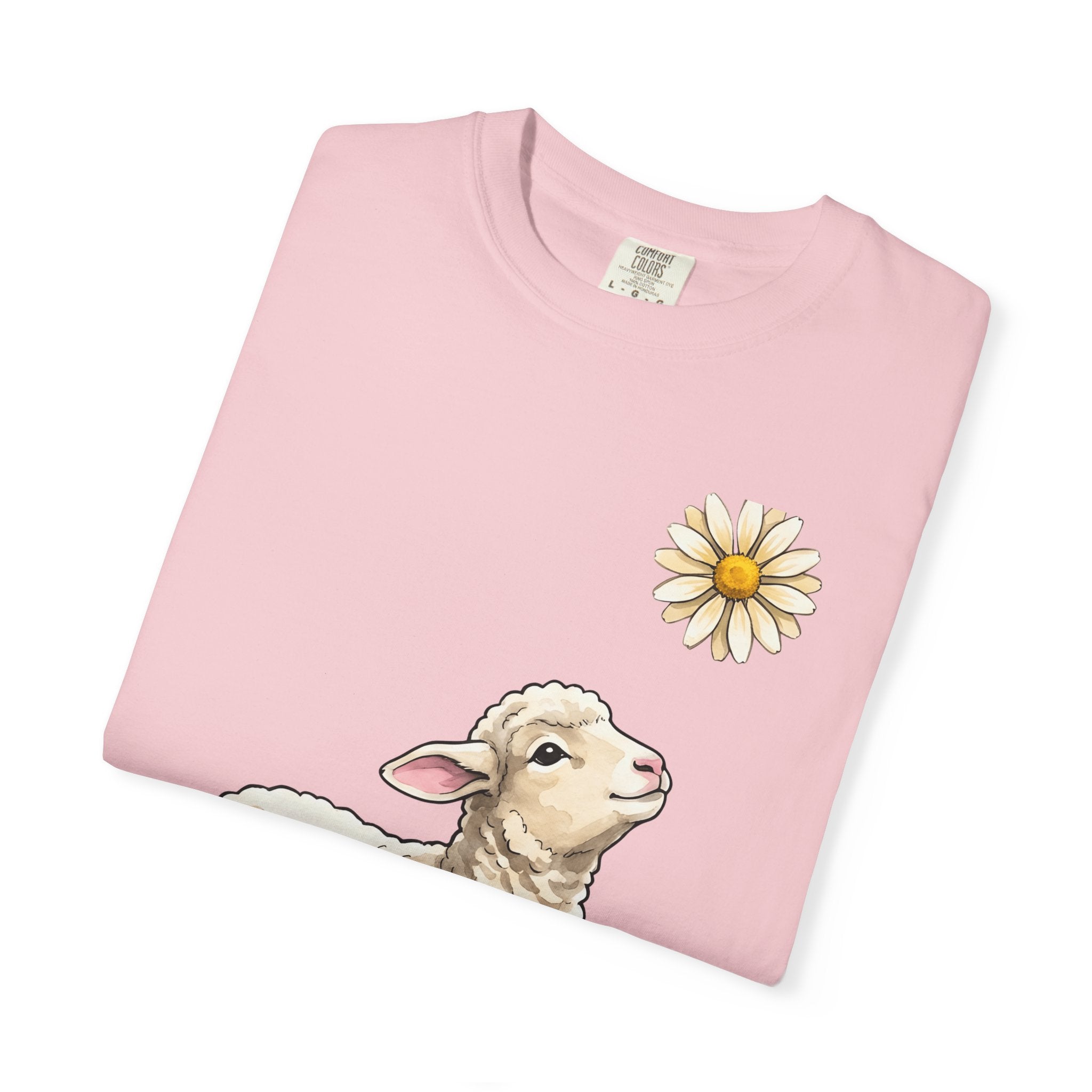 Lamb Shirt Easter Flora Gift Women Pastel Tee Sheep T-Shirt Easter Fan Botanical Graphic Tshirt Line Art Wildflower Tshirt