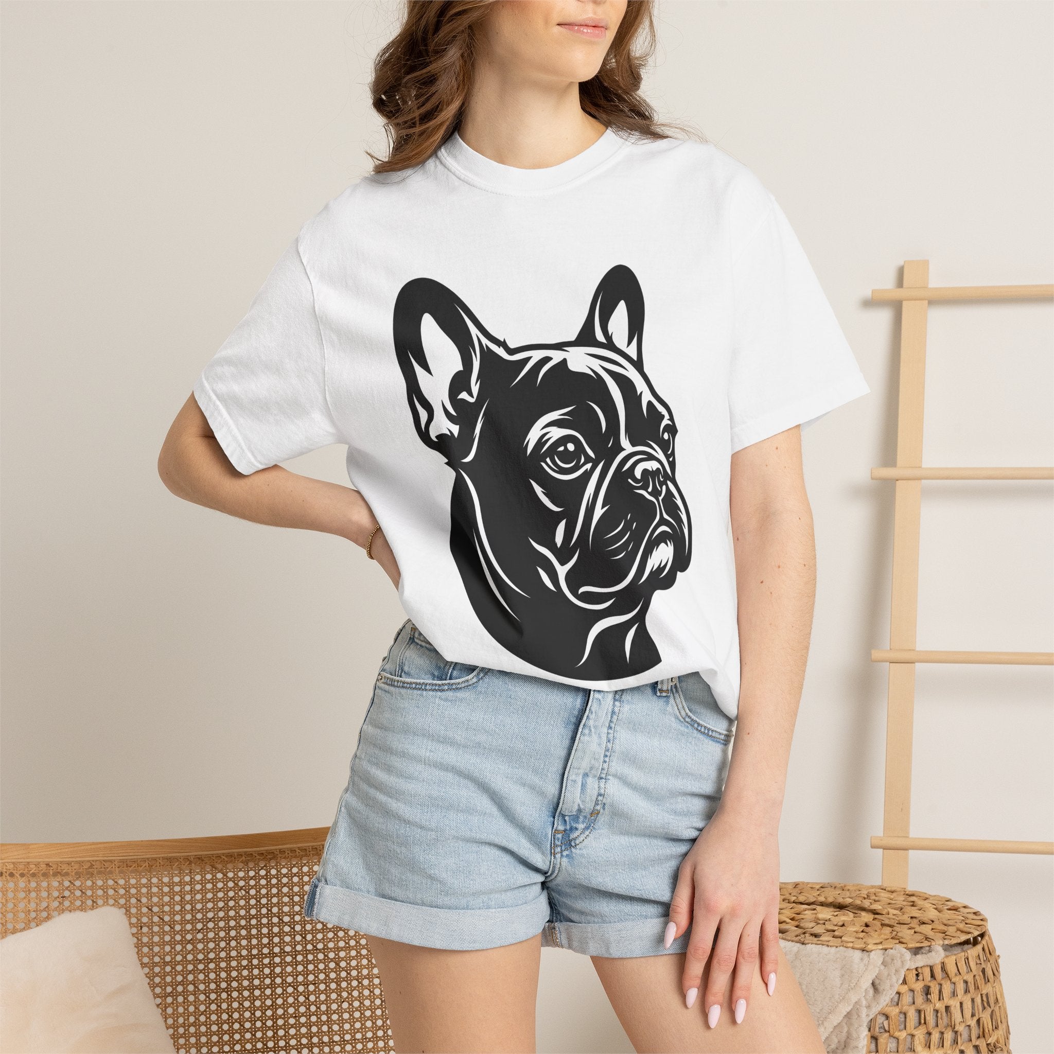 French Bulldog Shirt Dog Wildlife Gift Women Modern Art Tee Bulldog T-Shirt Dog Fan Artistic Tshirt Wildlife Graphic Clean Canine Portrait