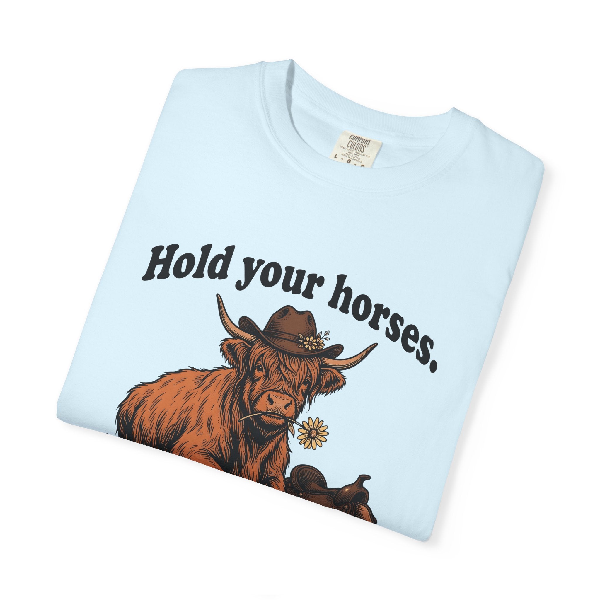Highland Cattle Shirt Cowgirl Jokes Gift Women Farmhouse Tee Cow T-Shirt Rodeo Fan Country Tshirt Humor Graphic Retro Western Hat Tshirt