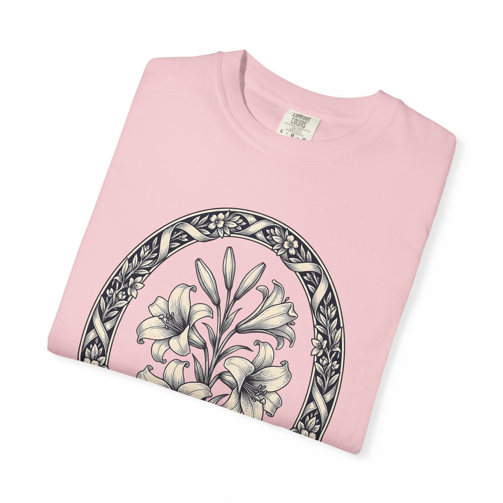 Lily Bloom Shirt Easter Flower Gift Women Botanical Art Tee Flower T-Shirt Spring Fan Floral Tshirt Botanical Illustration Retro Flower