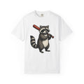 Raccoon Baseball Shirt Cute Animal Gift Women Cartoon Tee Baseball T-Shirt Adorable Fan Comic Tshirt Wildlife Graphic Hand Drawn Bat Tshirt