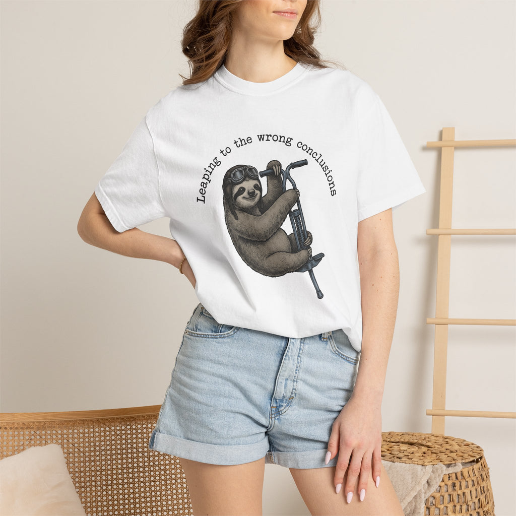 Sloth Pogo Shirt Funny Wildlife Gift Women Sketch Tee Sloth T-Shirt Humor Fan Drawing Graphic Retro Pilot Goggles Tshirt
