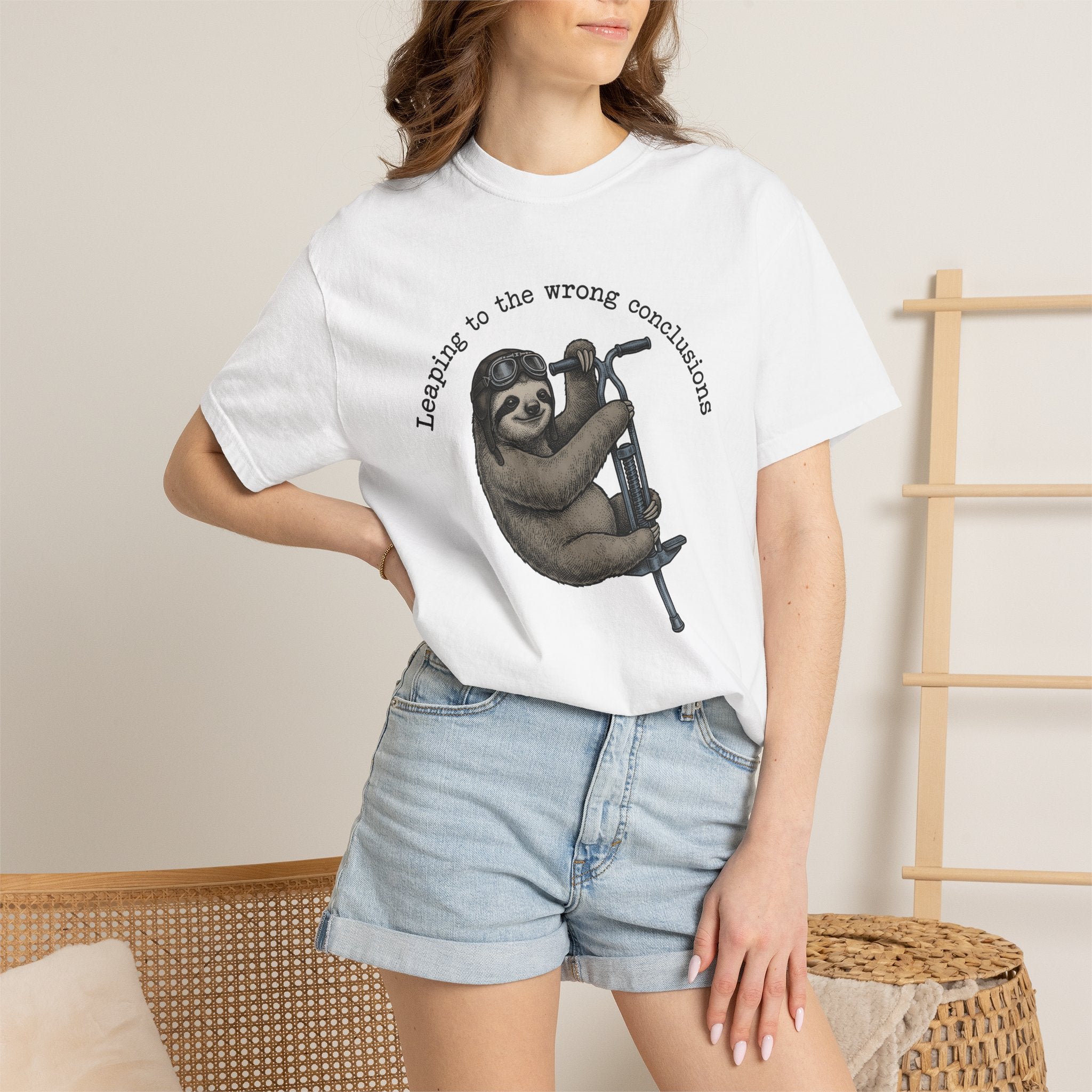 Sloth Pogo Shirt Funny Wildlife Gift Women Sketch Tee Sloth T-Shirt Humor Fan Drawing Graphic Retro Pilot Goggles Tshirt
