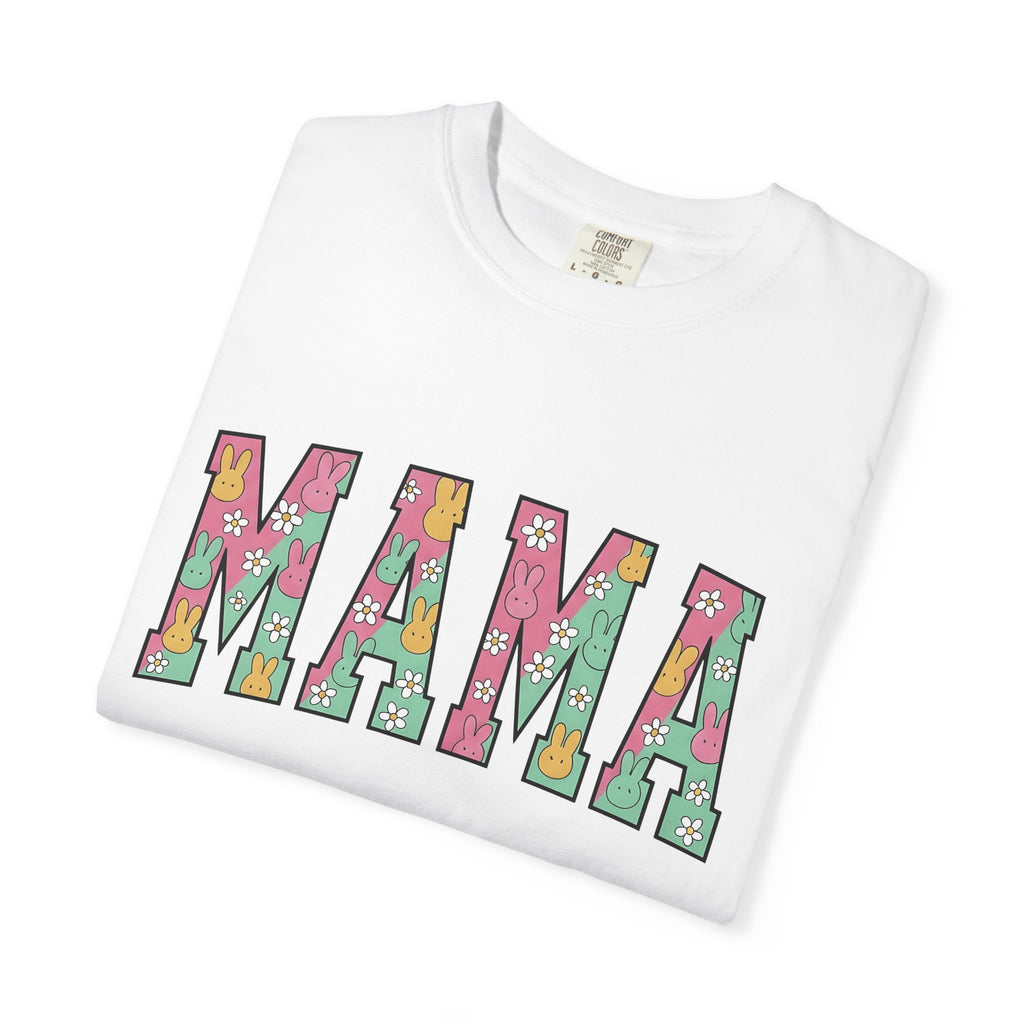 Rabbit Floral Print Shirt Easter Mother Gift Women Kawaii Tee Bunny T-Shirt Easter Fan Cute Tshirt Mom Graphic Soft Colors Daisy Bouquet