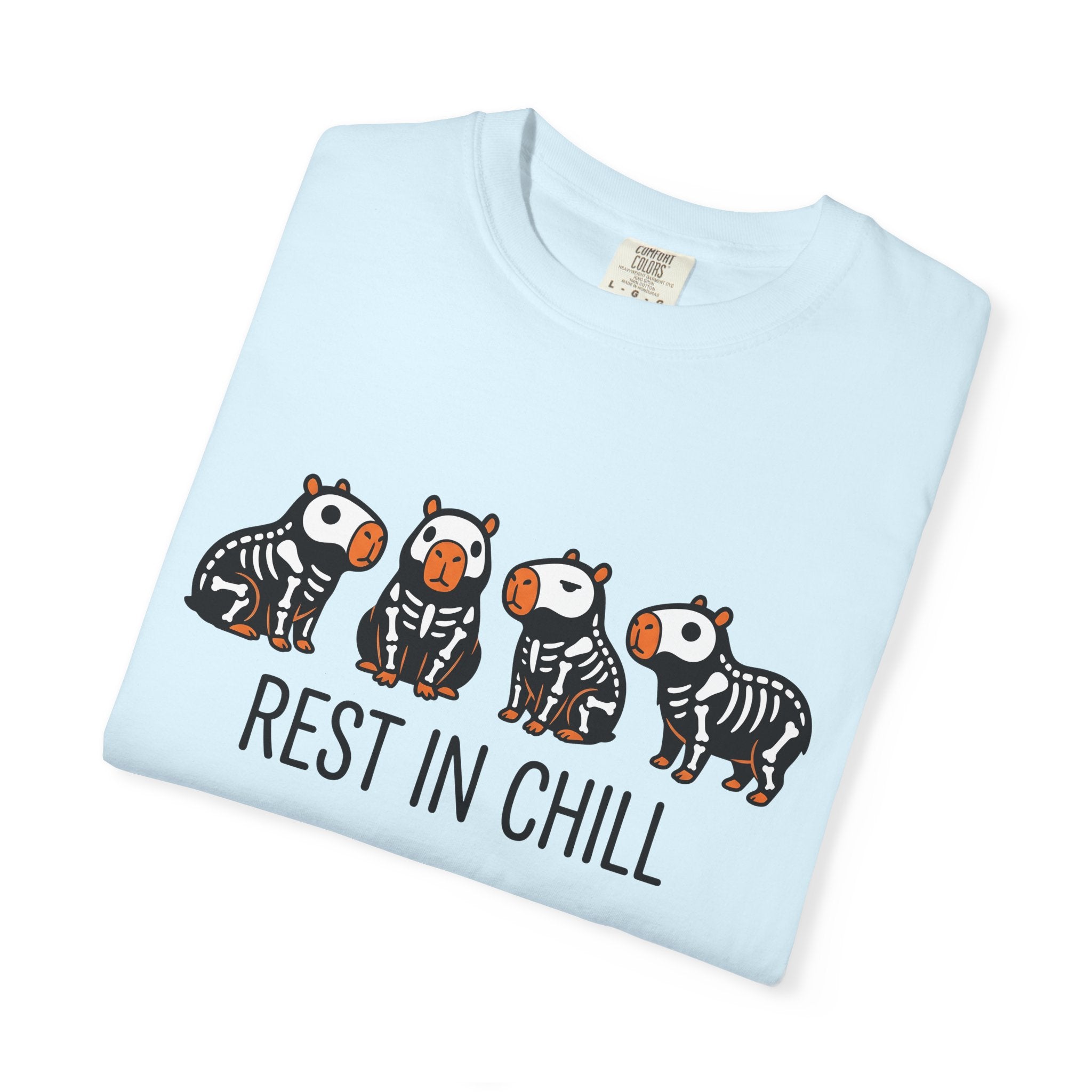 Capybara Skeleton Shirt Halloween Animal Gift Women Cartoon Tee Rodent T-Shirt Spooky Fan Kawaii Tshirt Creature Graphic Cute Animal Costume