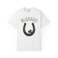 Shamrock Horseshoe Shirt St Patrick's Day Amulet Gift Women Line Art Tee Lucky Charm T-Shirt St Patricks Fan Claddagh Tshirt Charm Graphic