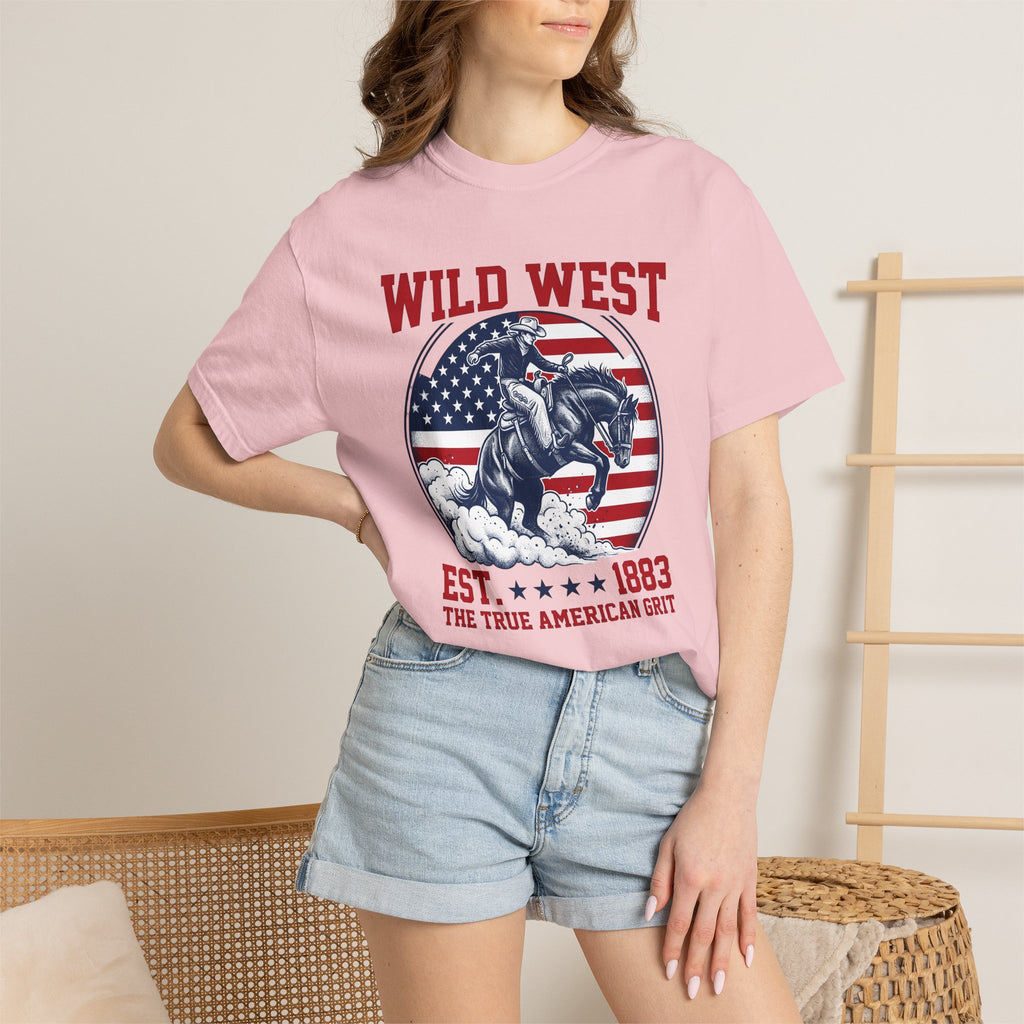 Western Horse Shirt America Rodeo Gift Women Rustic Tee Stallion T-Shirt Patriot Fan Mustang Tshirt Rodeo Graphic Old School Usa Flag Tshirt