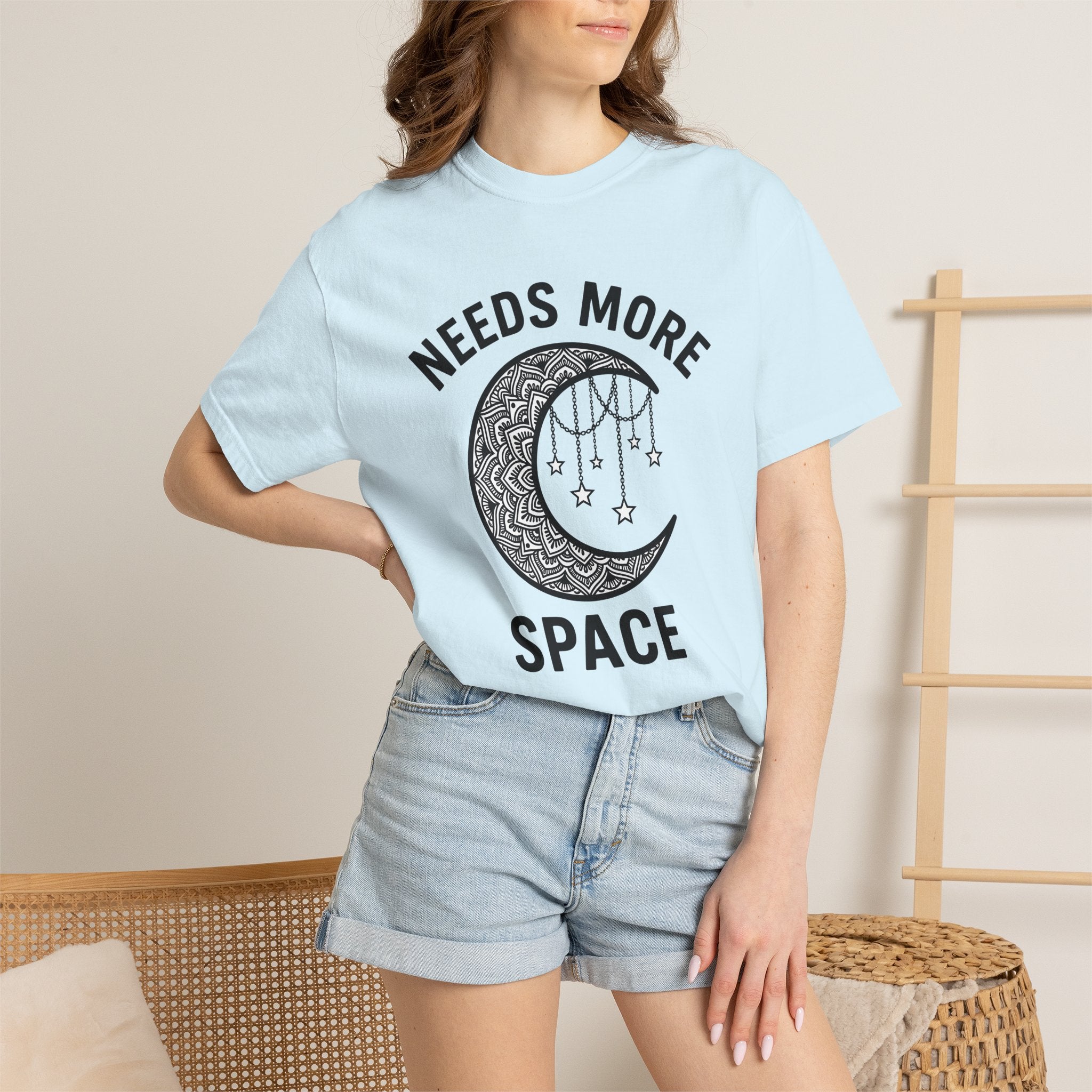 Crescent Moon Shirt Boho Chic Astrology Gift Women Tribal Tee Lunar T-Shirt Bohemian Enthusiast Ethnic Tshirt Zodiac Graphic Clean Suspended
