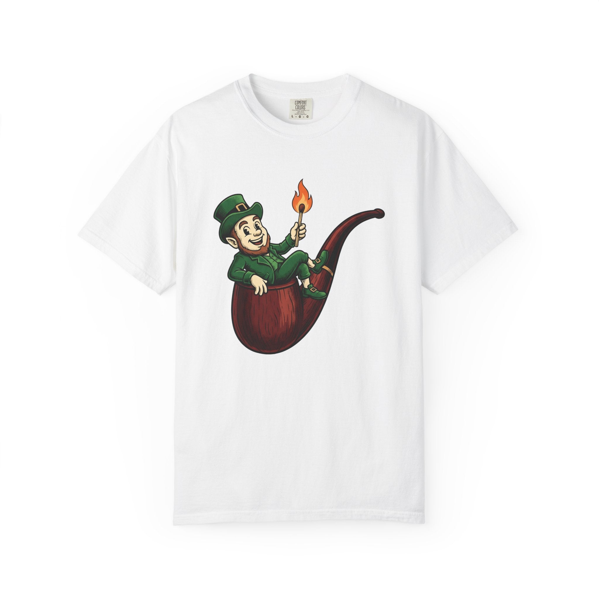 Leprechaun Pipe Shirt St Patrick's Day Irish Gift Women Cartoon Tee Smoking Pipe T-Shirt Shamrock Fan Cartoonish Tshirt Celtic Graphic