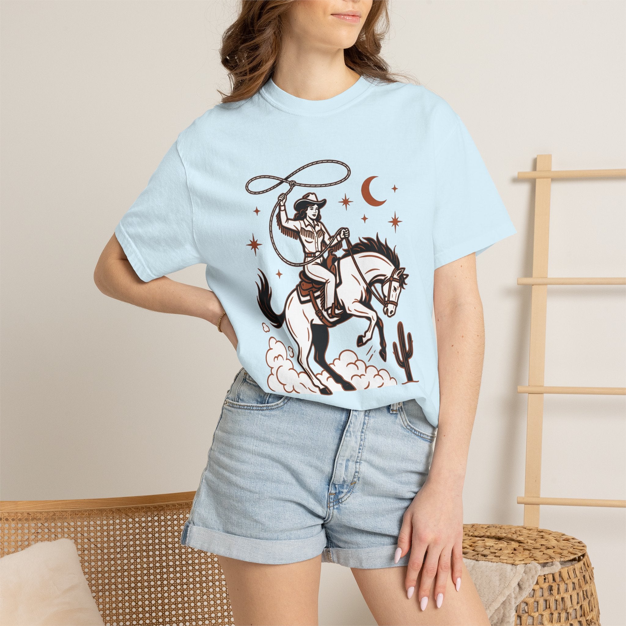 Cowgirl Horse Shirt Cowgirl Horseback Gift Women Country Tee Cowgirl T-Shirt Cowgirl Fan Western Tshirt Riding Graphic Rustic Rope Circle