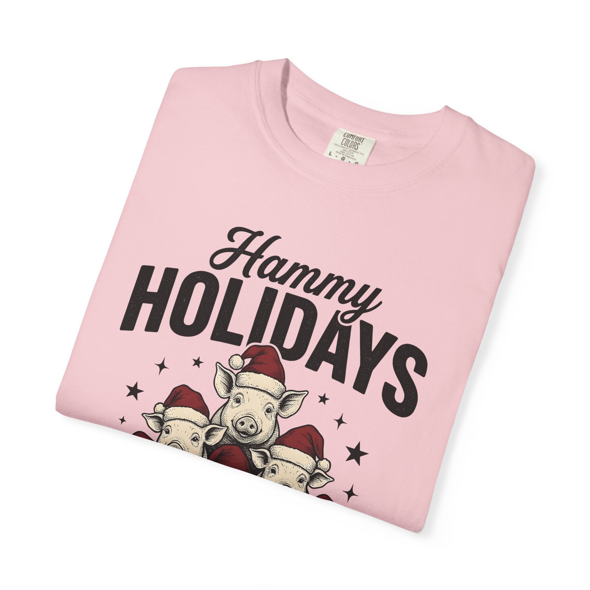 Pig Xmas Hats Shirt Christmas Farm Gift Women Classic Tee Swine T-Shirt Xmas Fan Holiday Tshirt Ranch Graphic Cartoon Glitter Tshirt