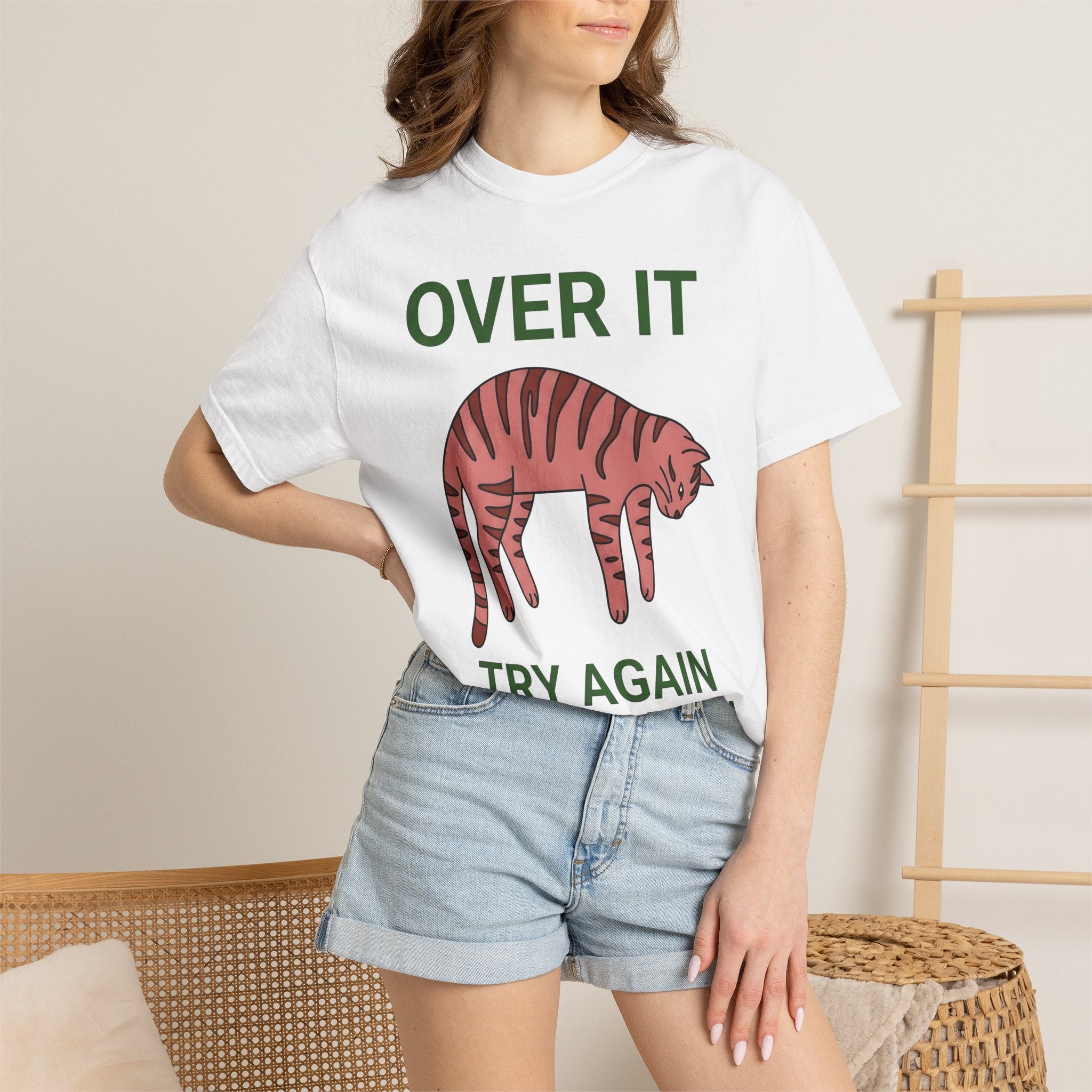 Chill Cat Shirt Cat Gag Gift Women Sketch Tee Kitty Cat T-Shirt Cat Fan Feline Tshirt Joke Graphic Clean Stripes Tshirt