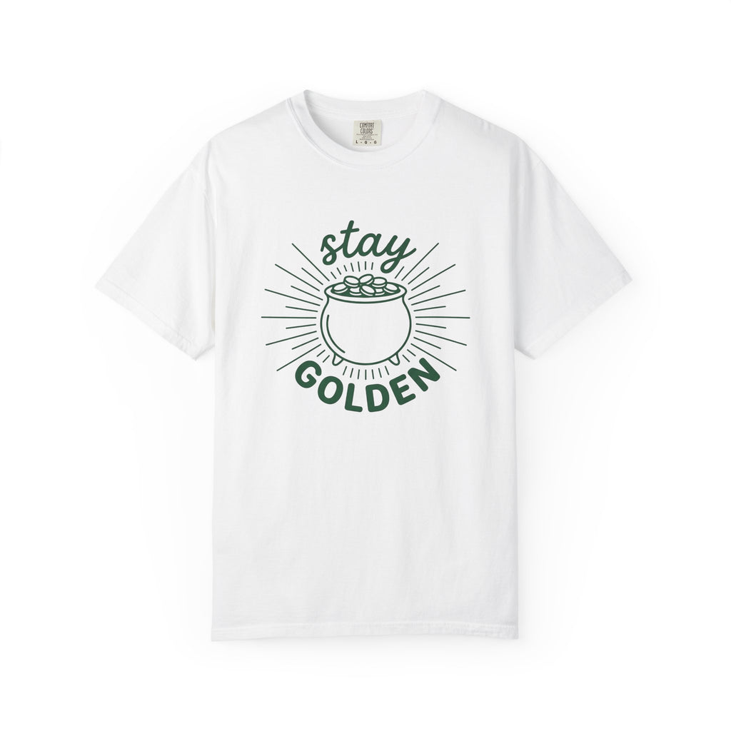 Coin Pot Shirt St Patrick's Day Prosperity Gift Women Drawing Tee Treasure T-Shirt Luck Fan Illustration Tshirt Sleek Shiny Coins Tshirt