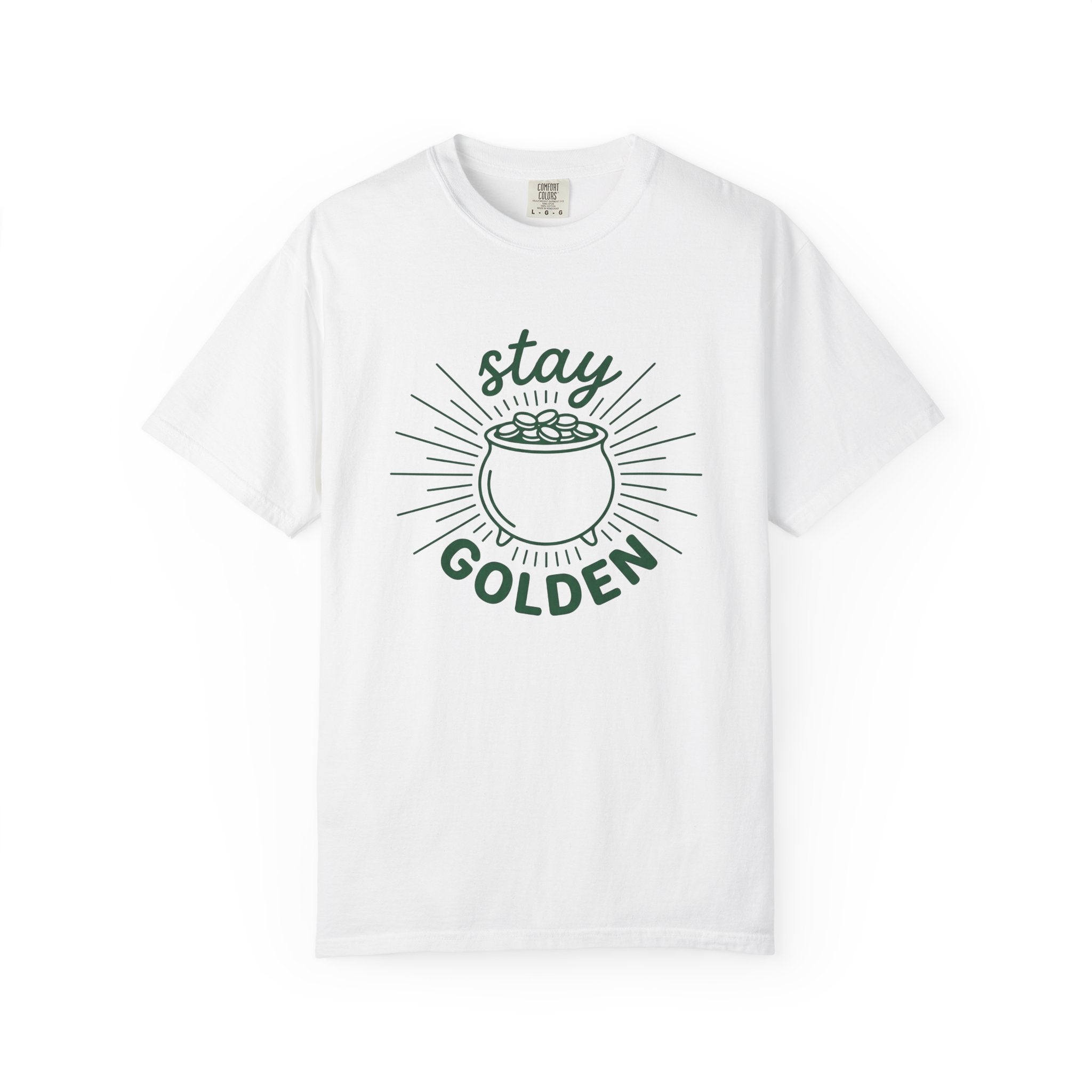 Coin Pot Shirt St Patrick's Day Prosperity Gift Women Drawing Tee Treasure T-Shirt Luck Fan Illustration Tshirt Sleek Shiny Coins Tshirt