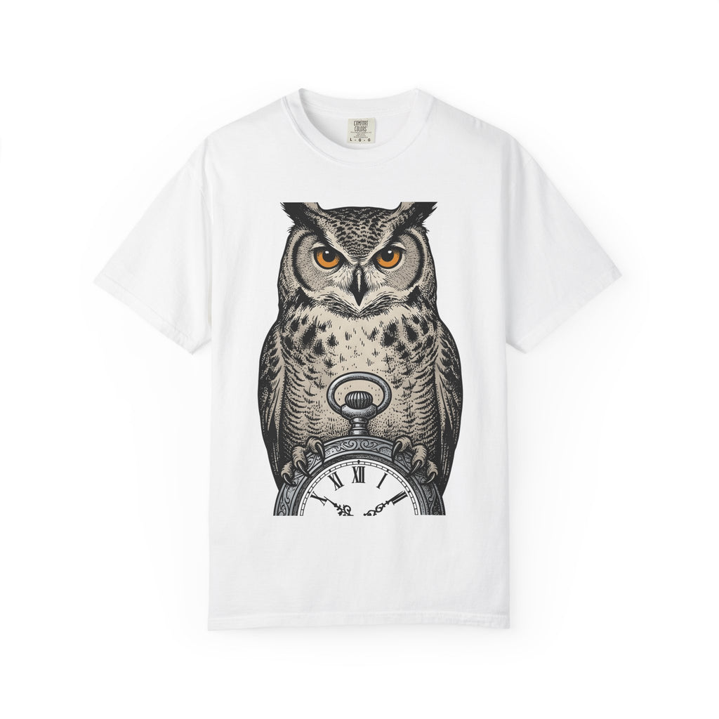 Owl Pocket Watch Shirt Owl Animal Gift Women Vintage Tee Pocket Watch T-Shirt Owl Enthusiast Antique Tshirt Wildlife Graphic Hand Drawn