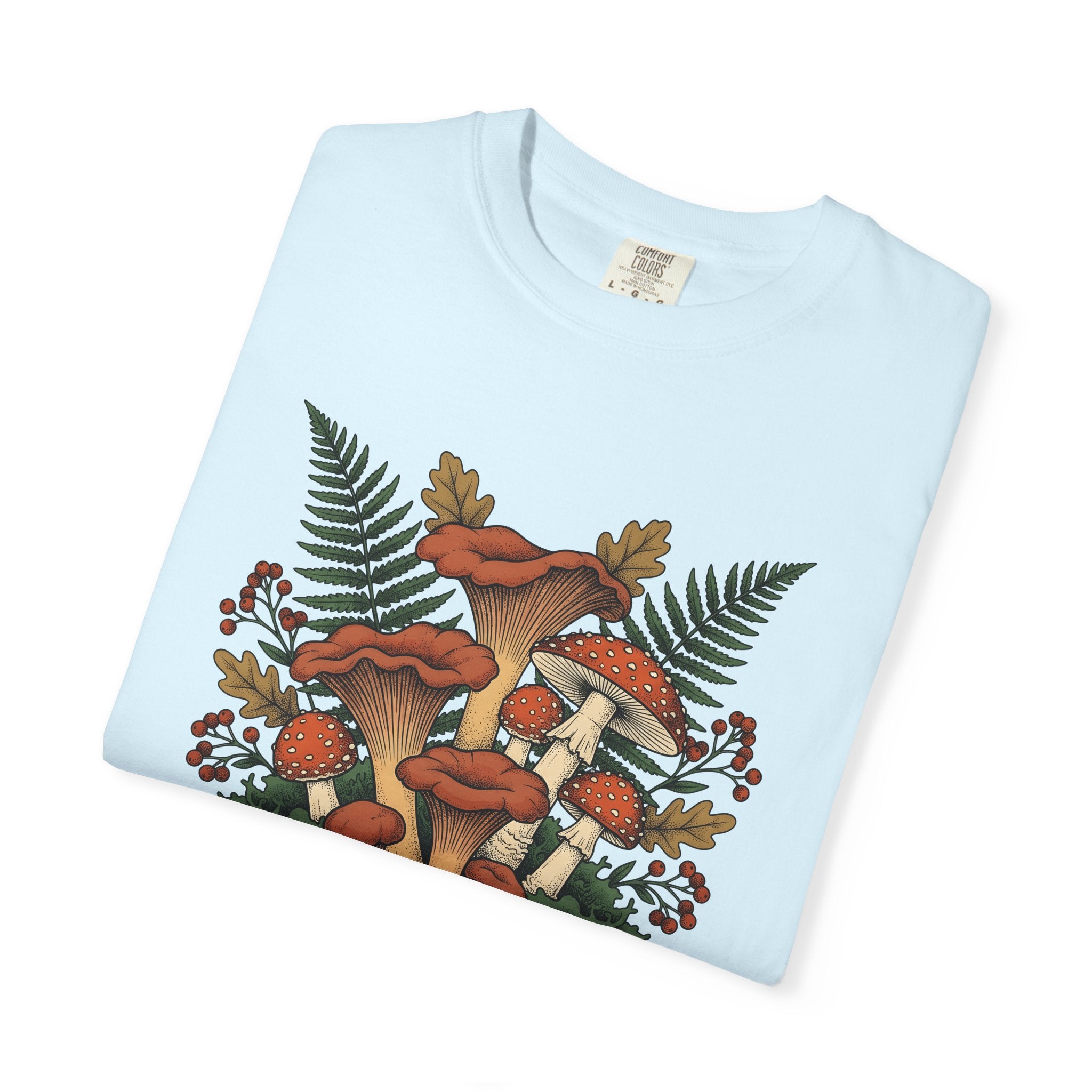 Woodland Fungus Shirt Botanical Ecosystem Gift Women Illustrated Tee Mushroom T-Shirt Botany Enthusiast Drawing Tshirt Environment Graphic