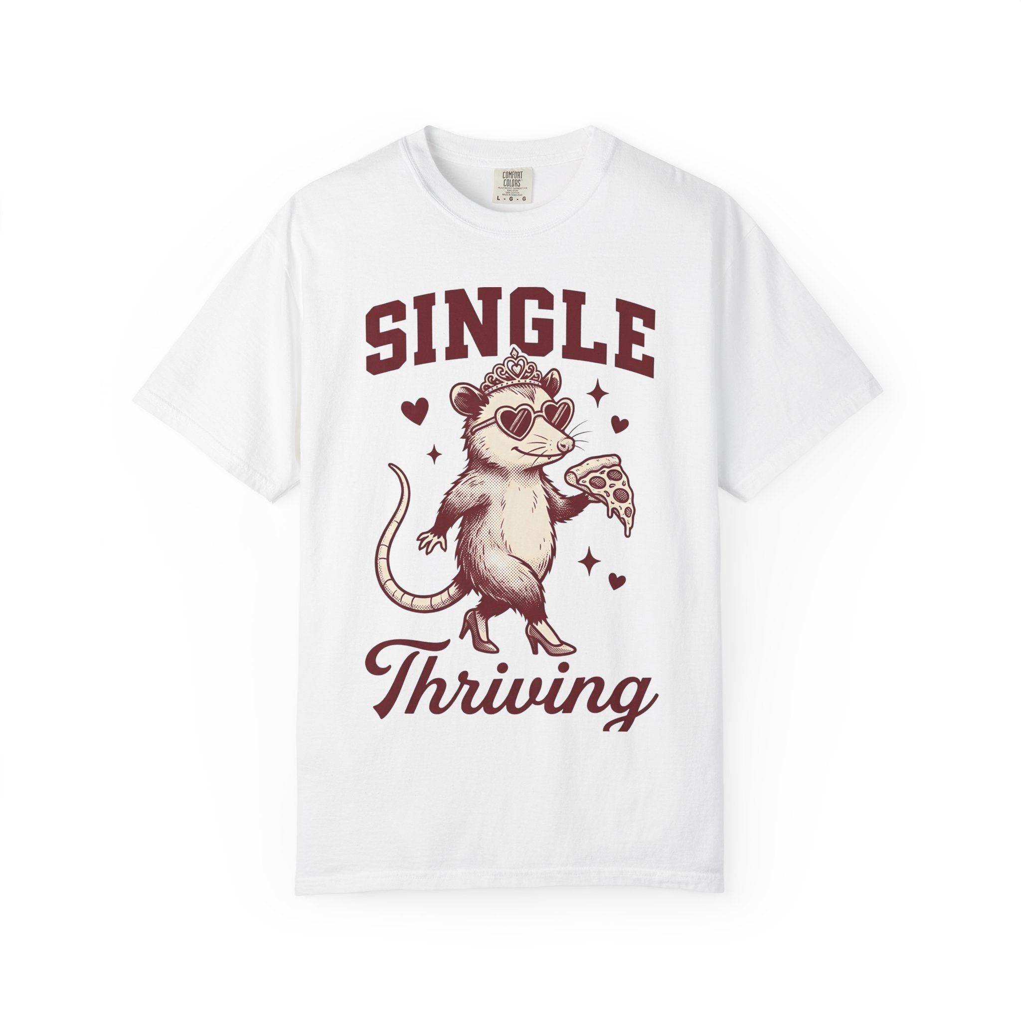 Possum Pizza Shirt Valentines Day Animal Gift Women Vintage Tee Pizza T-Shirt Valentine Fan Distressed Tshirt Creature Graphic Retro Hearts