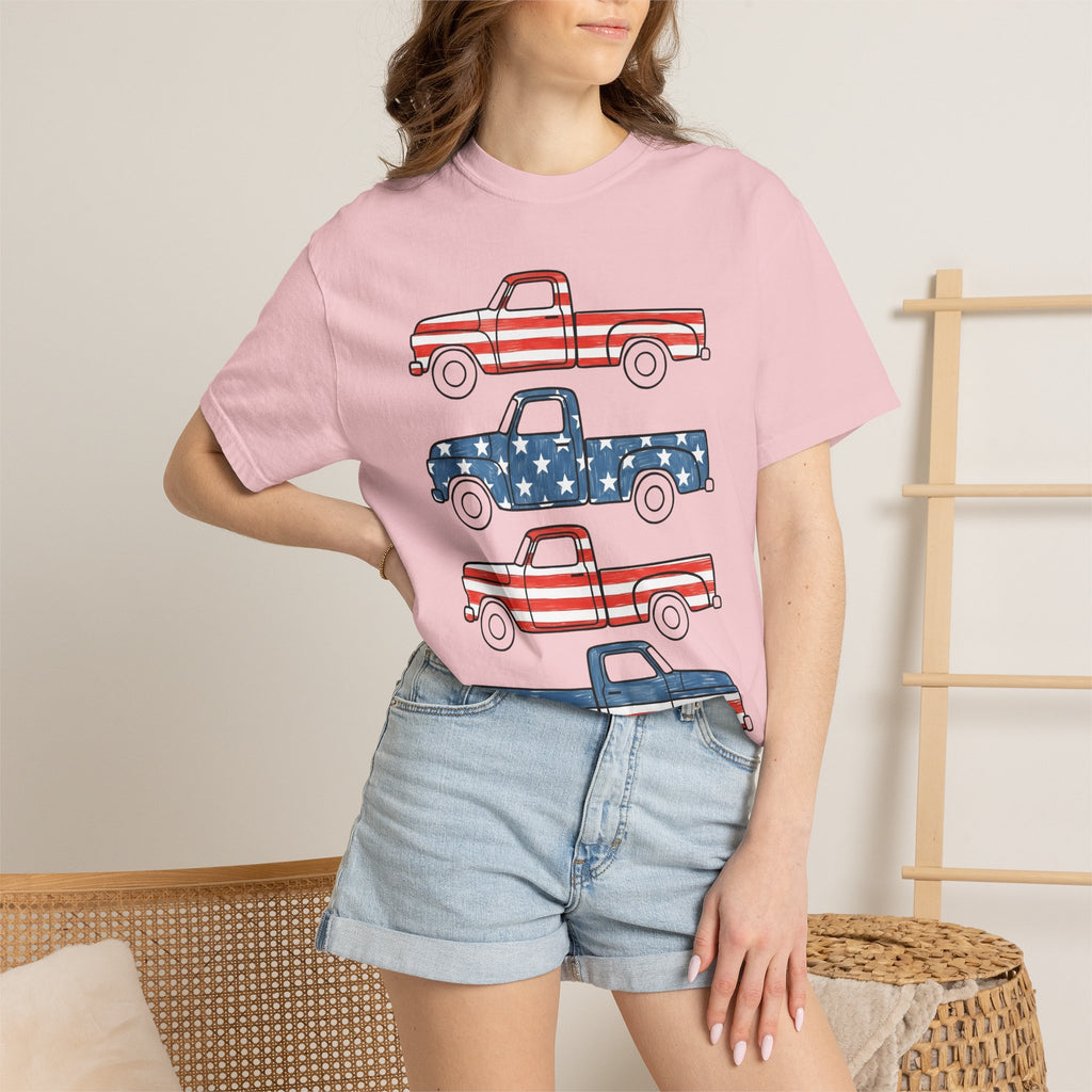 Retro Truck Shirt 4th Of July Automobile Gift Women Vintage Patriotic Tee Lorry T-Shirt Independence Day Enthusiast Classic Tshirt Car