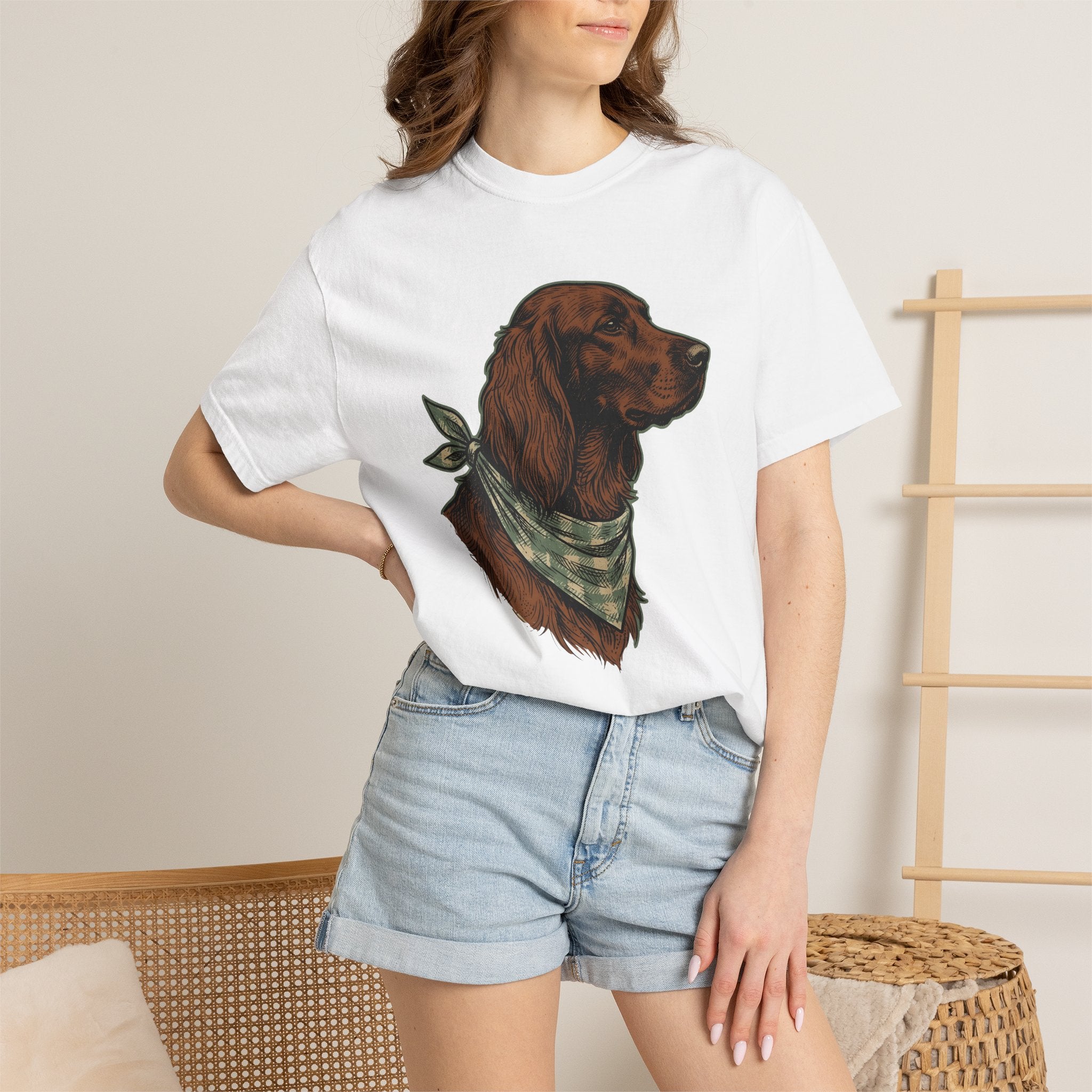 Dog Bandana Shirt St Patrick's Day Pet Gift Women Vintage Tee Bandana T-Shirt Shamrock Fan Retro Tshirt Animal Graphic Hand Drawn Scarf