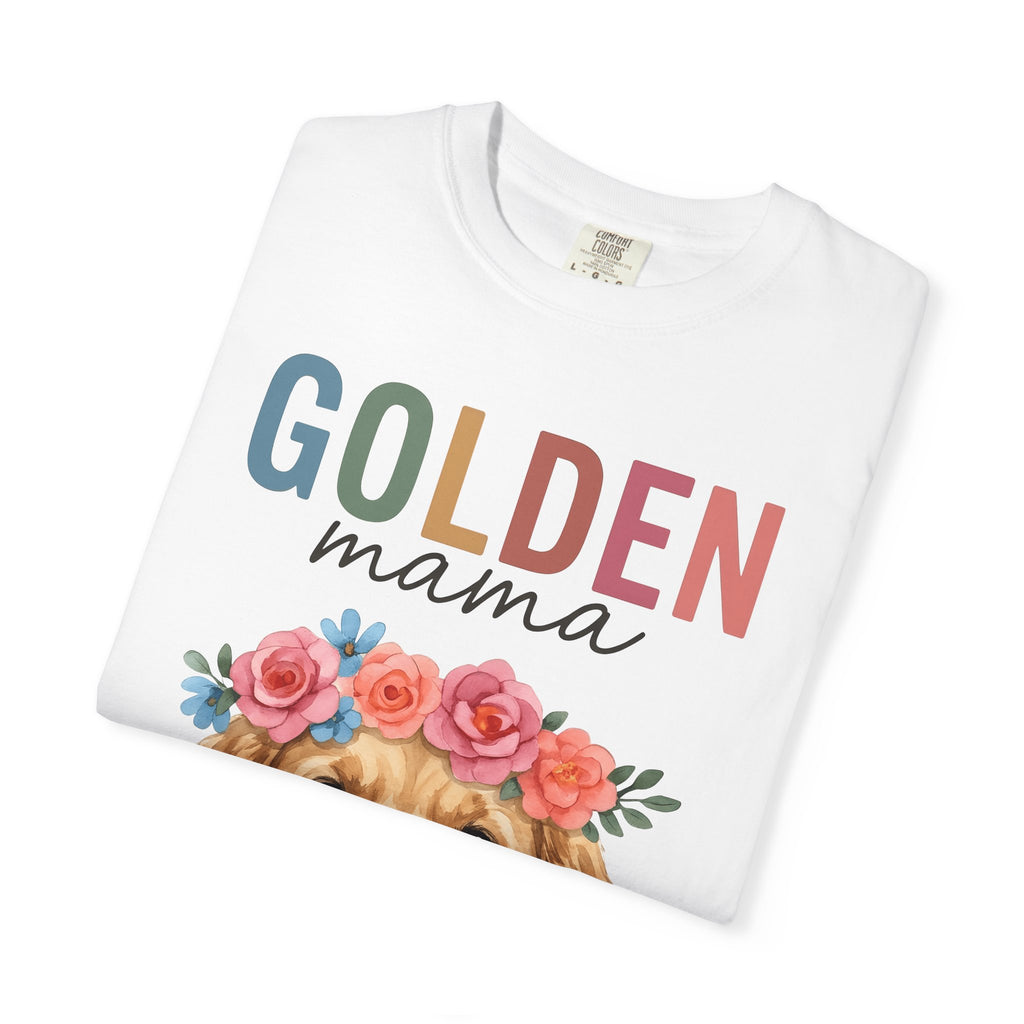 Golden Retriever Shirt Dog Botanical Gift Women Hand Painted Tee Retriever T-Shirt Dog Fan Painter Tshirt Floral Graphic Tribal Flower