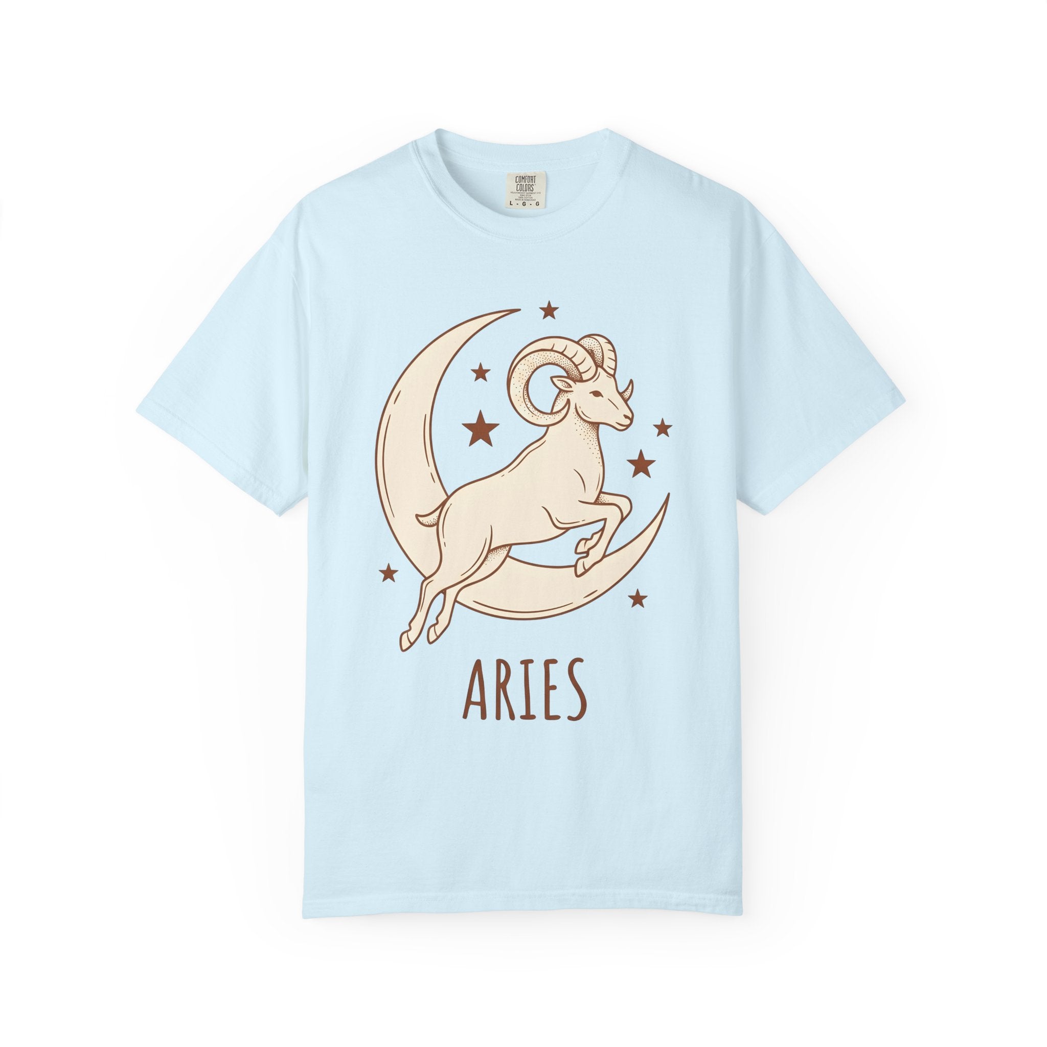 Aries Symbol Shirt Zodiac Star Sign Gift Women Gypsy Tee Ram T-Shirt Astrology Fan Boho Tshirt Horoscope Graphic Classic Lunar Crescent