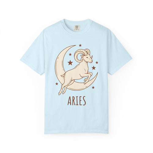 Aries Symbol Shirt Zodiac Star Sign Gift Women Gypsy Tee Ram T-Shirt Astrology Fan Boho Tshirt Horoscope Graphic Classic Lunar Crescent