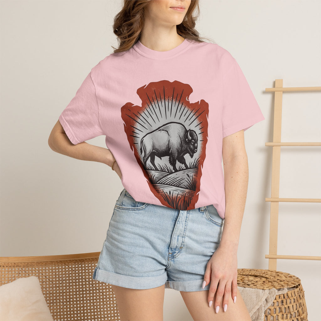 Buffalo Design Shirt Animal Wilderness Gift Women Retro Tee Bison T-Shirt Wildlife Fan Bison Graphic Tshirt Sketch Spearhead Tshirt