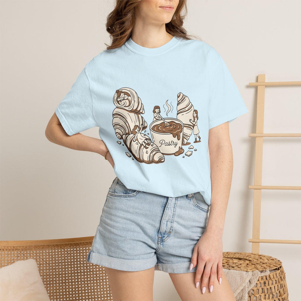 Croissant Shirt Desserts Pastry Gift Women Kawaii Tee Croissant T-Shirt Sweets Fan Cute Tshirt Bakery Graphic Sketch Latte Mug Tshirt