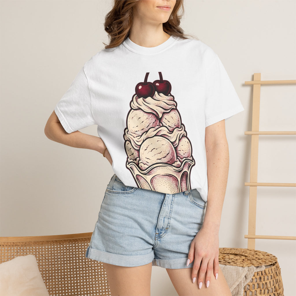 Ice Cream Cone Shirt St Valentines Day Sweets Gift Women Retro Tee Ice Cream T-Shirt Valentine Fan Vintage Tshirt Dessert Graphic Sketch