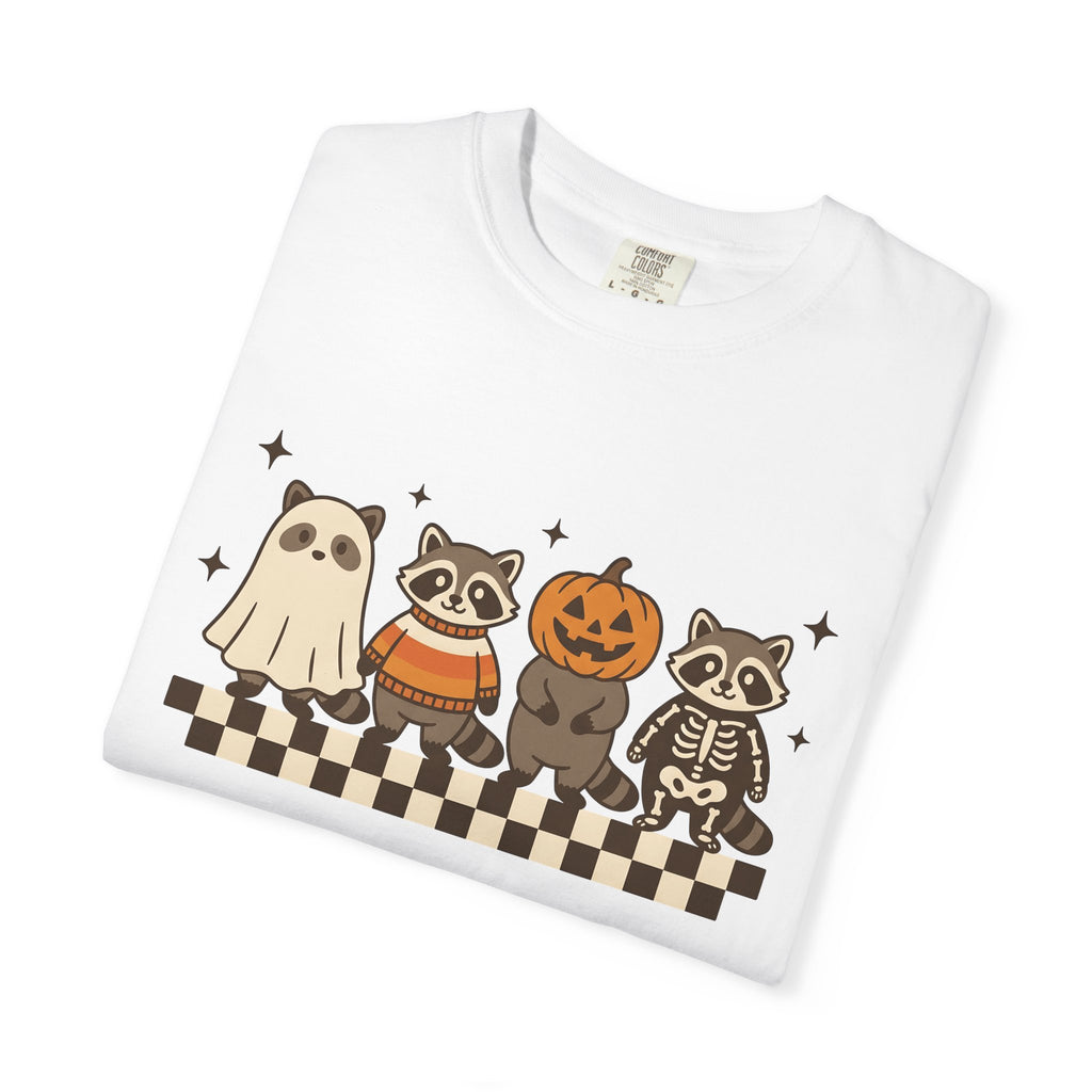 Raccoon Outfits Shirt Halloween Wildlife Gift Women Cute Tee Trash Panda T-Shirt Spooky Fan Kawaii Tshirt Animal Graphic Vintage Plaid
