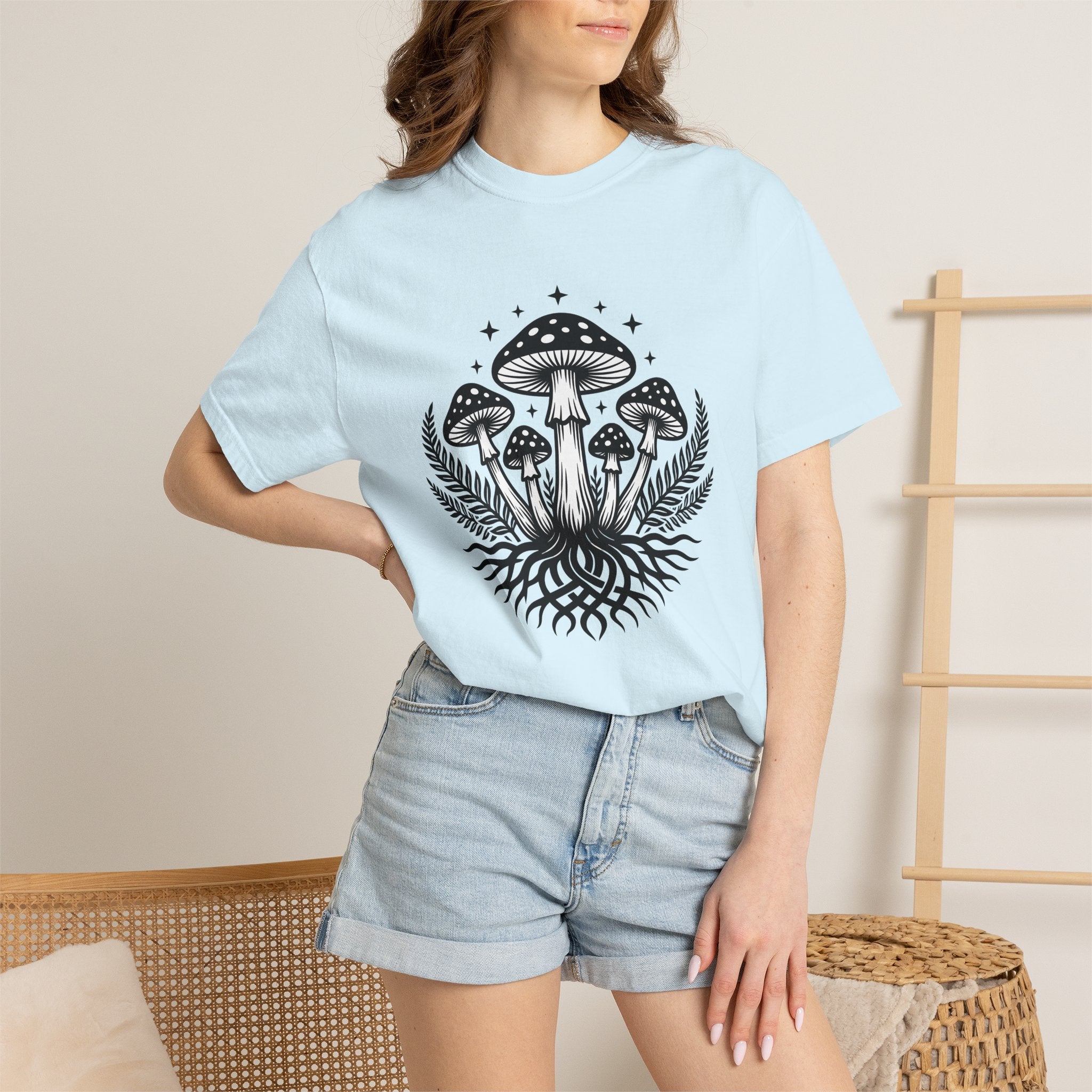 Mushroom Group Shirt Boho Chic Outdoors Gift Women Gypsy Tee Fungus T-Shirt Bohemian Fan Tribal Tshirt Nature Graphic Retro Leaf Tshirt