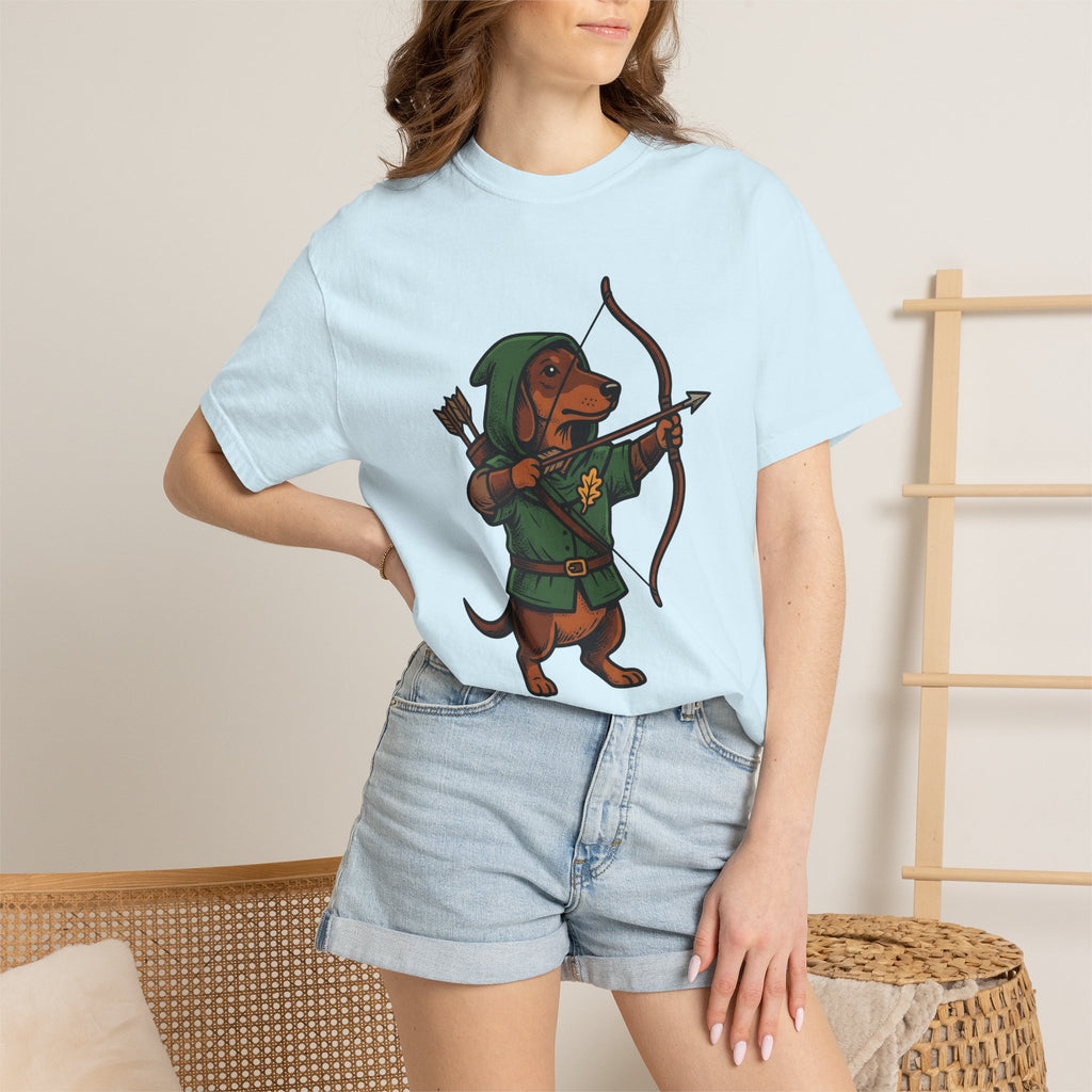 Dachshund Archer Shirt Dog Magic Gift Women Comic Tee Wiener Dog T-Shirt Dog Fan Cartoon Tshirt Magical Graphic Sketch Bow Tshirt