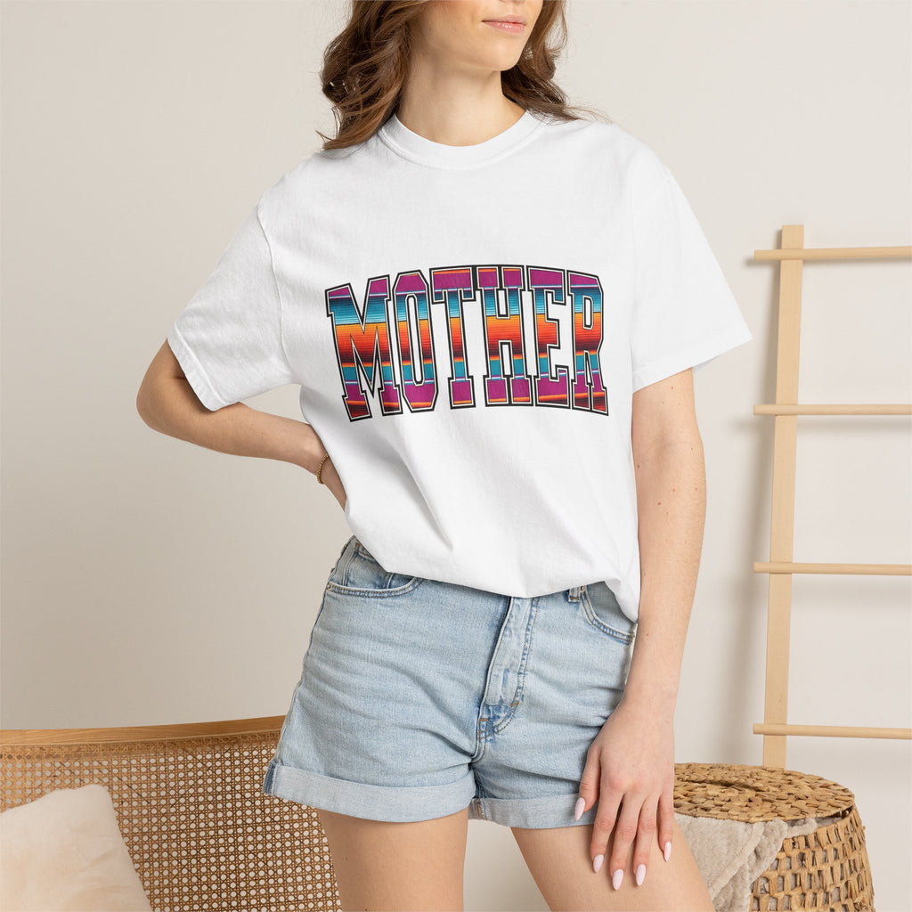 Bold Varsity Text Shirt Moms Family Gift Women Boho Tee Lettering T-Shirt Motherhood Fan Hippie Tshirt Clan Graphic Retro Rainbow Stripe