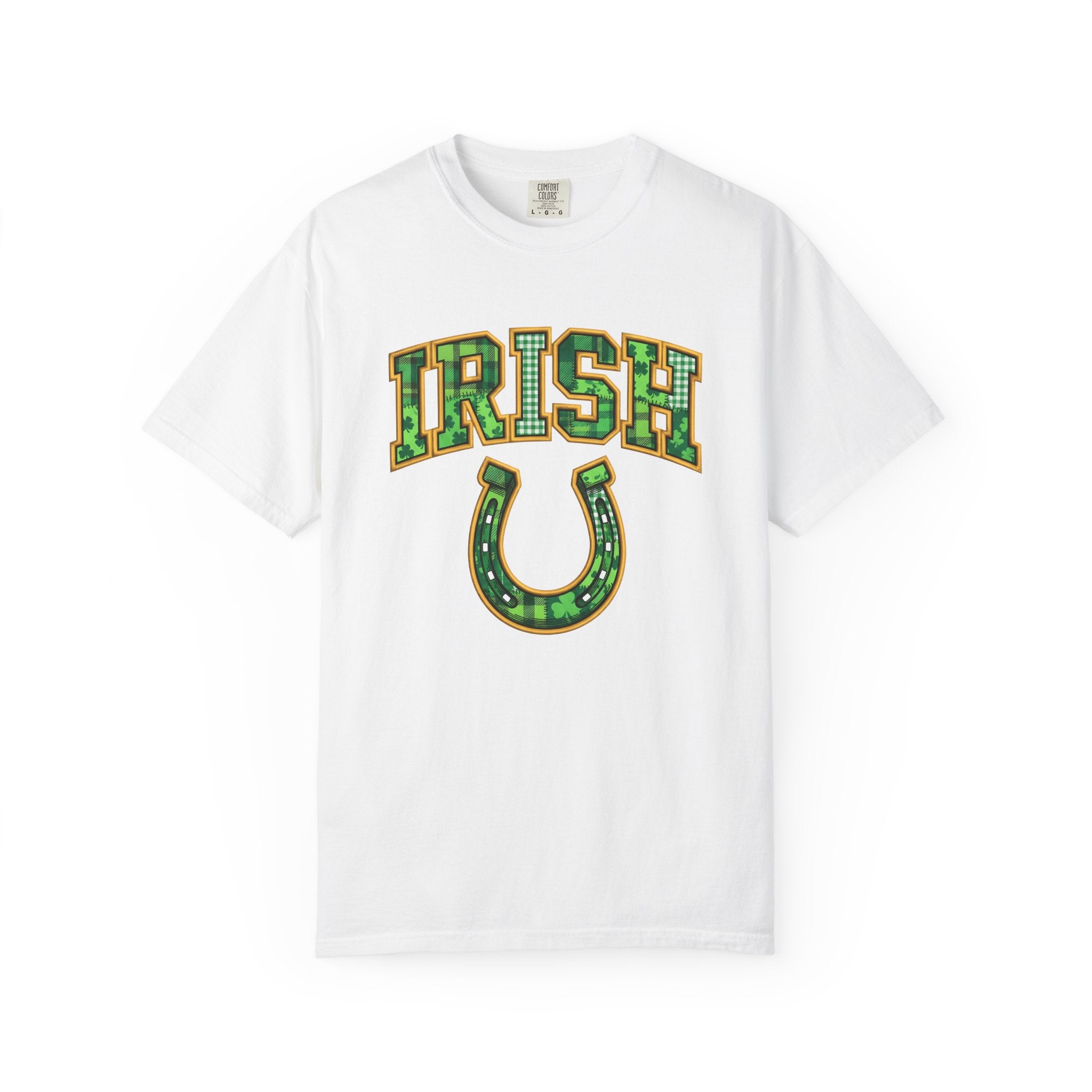 Horseshoe Shirt St Patrick's Day Charm Gift Women Applique Tee Horse Shoe T-Shirt Luck Fan Appliqué Tshirt Lucky Graphic Retro Clover Tshirt