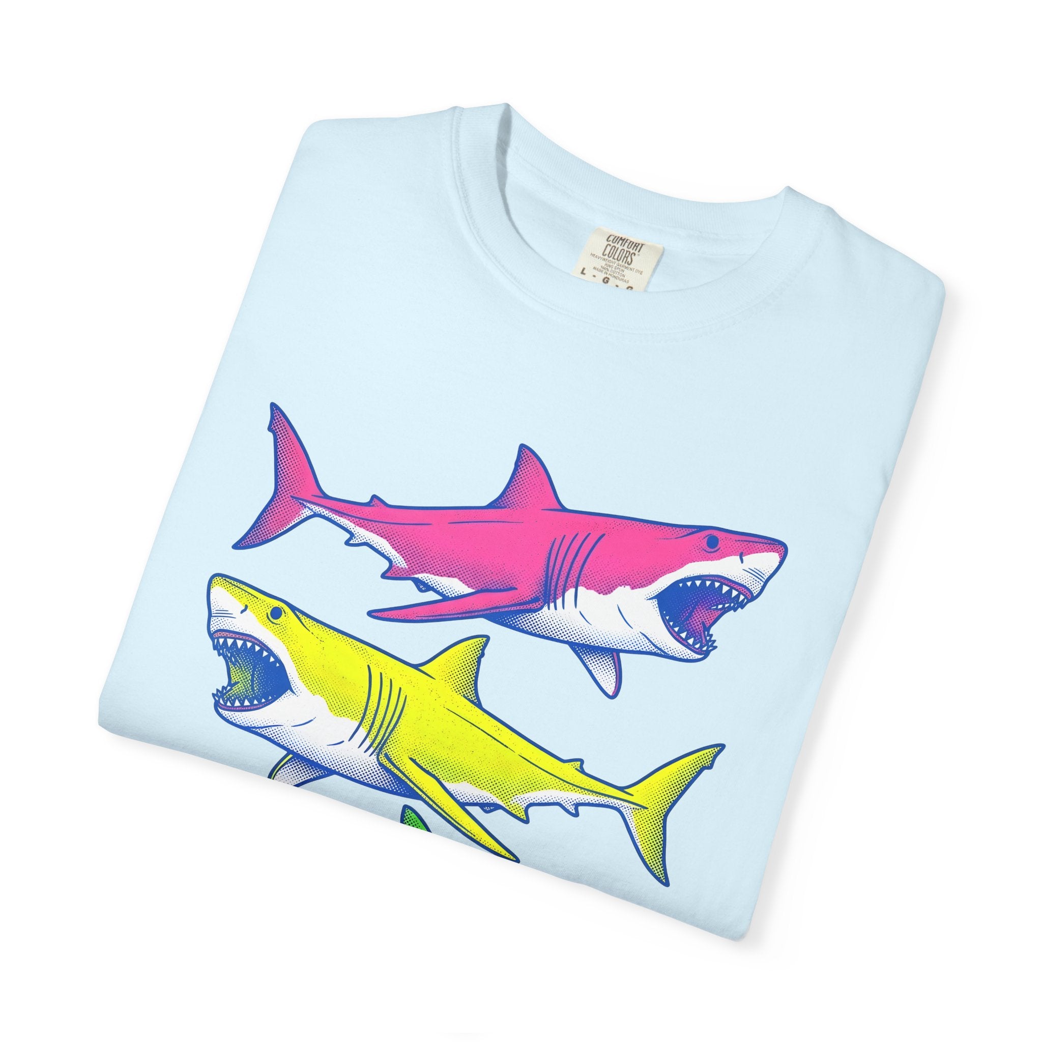 Bright Shark Shirt Ocean Sea Life Gift Women Comic Tee Shark T-Shirt Marine Fan Cartoon Tshirt Marine Graphic Vintage Glowing Creature