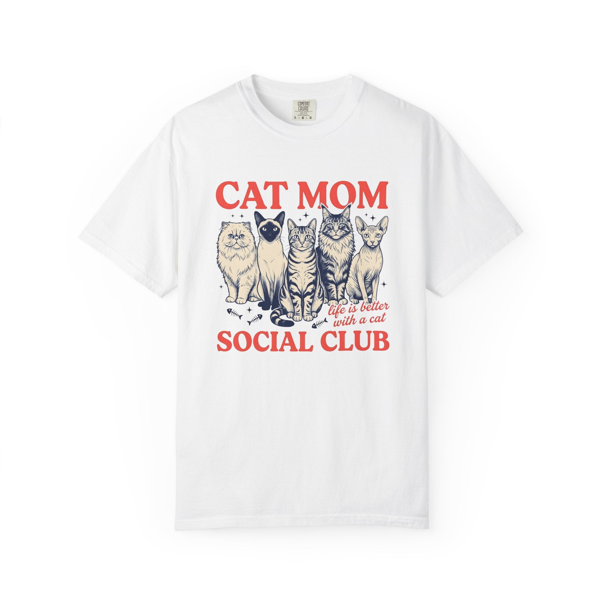 Cat Pack Shirt Cat Mom Animals Gift Women Retro Tee Feline T-Shirt Cat Lady Fan Vintage Tshirt Wildlife Graphic Sketch Fish Skeleton Tshirt