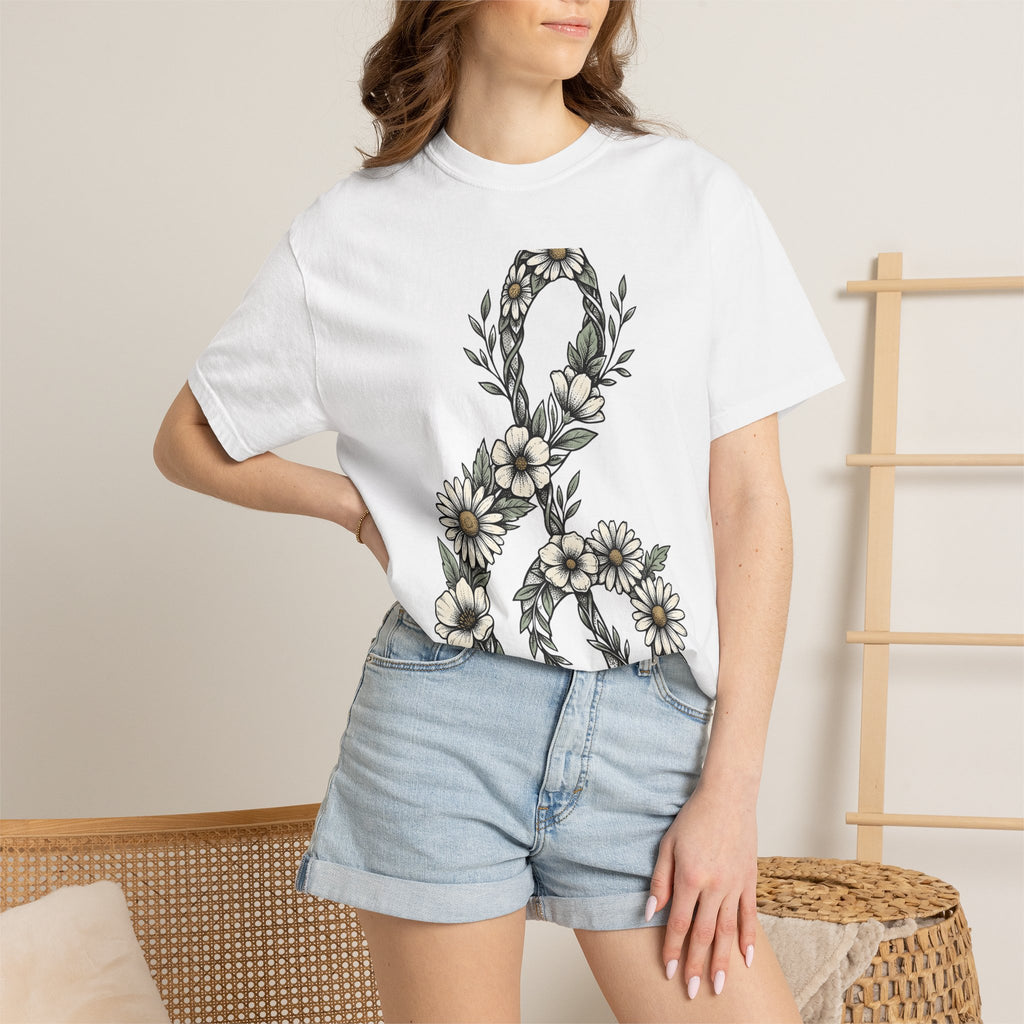 Blossom Treble Clef Shirt Mom Songs Gift Women Garden Tee Treble Clef T-Shirt Mother Fan Musical Tshirt Melody Graphic Line Art Daisy Flower