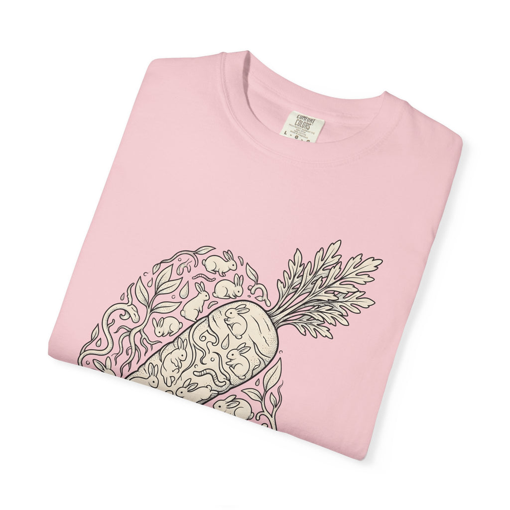 Bunny Vegetable Shirt Easter Pets Gift Women Line Art Tee Rabbit T-Shirt Easter Fan Bunny Tshirt Animal Graphic Cartoon Greenery Tshirt