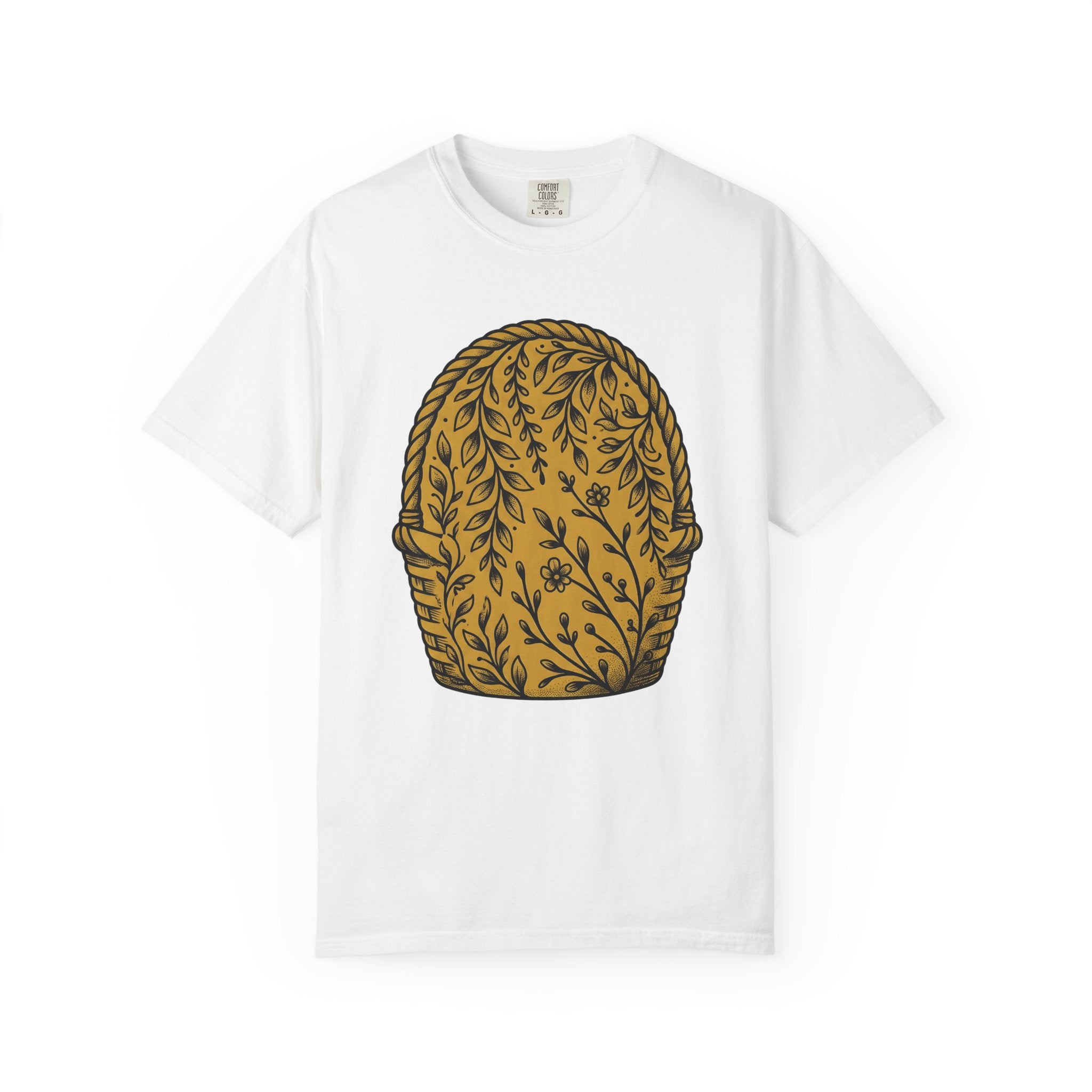 Basket Graphic Shirt Easter Spring Gift Women Botanical Tee Hamper T-Shirt Easter Fan Floral Illustration Graphic Hand Drawn Floral Tshirt