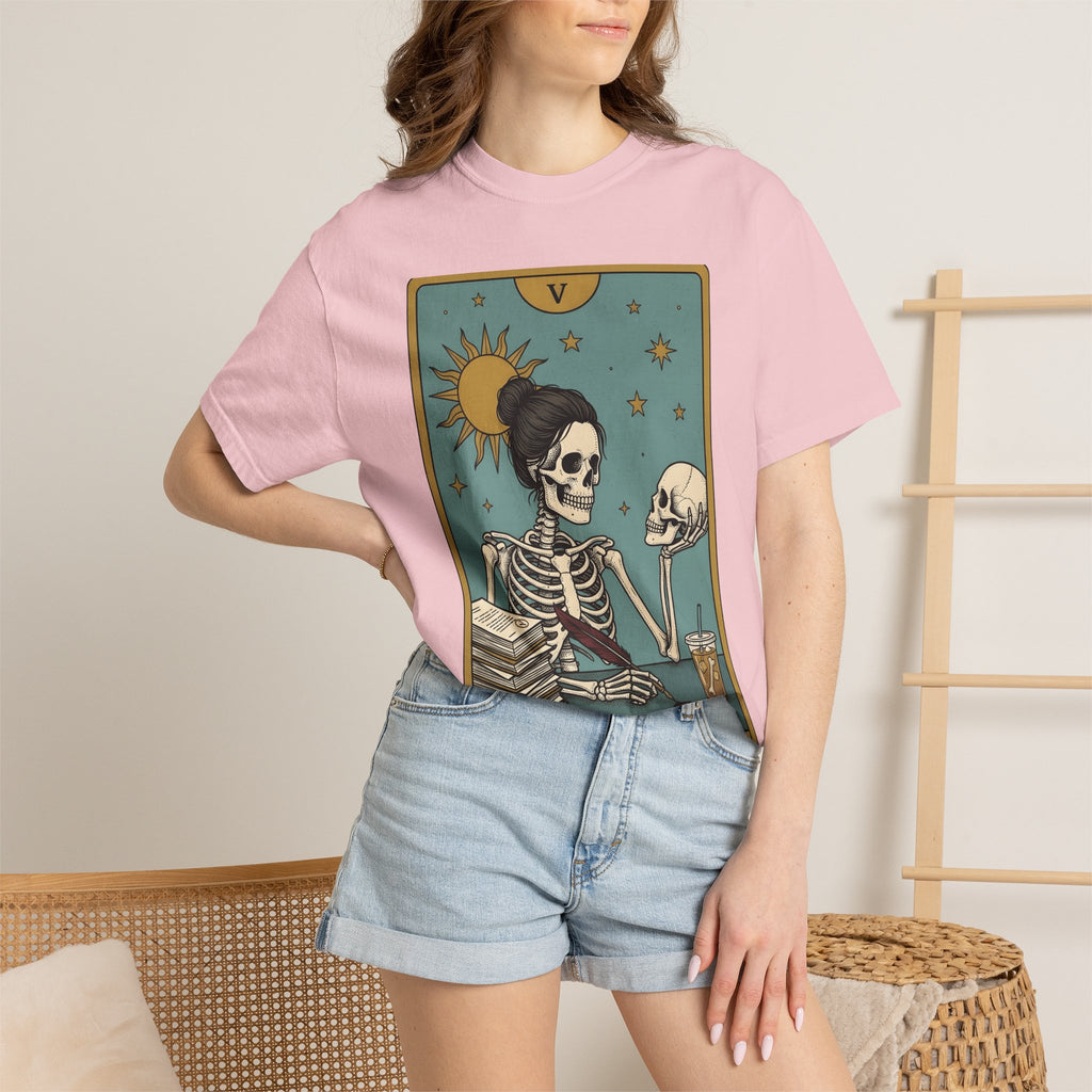 Skeleton Educator Shirt Teachers Spooky Gift Women Divination Card Tee Bone Teacher T-Shirt Educator Enthusiast Tarot Card Tshirt Horror