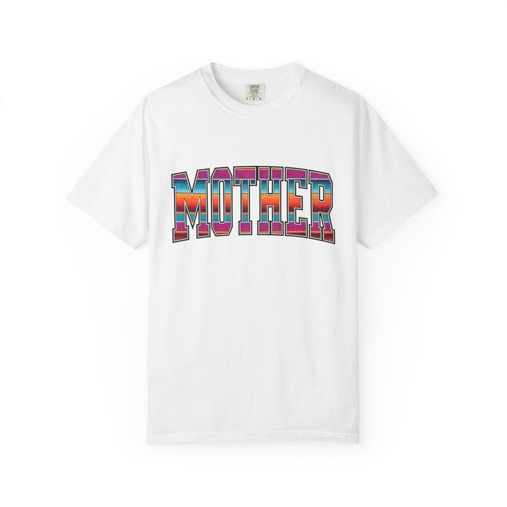 Bold Varsity Text Shirt Moms Family Gift Women Boho Tee Lettering T-Shirt Motherhood Fan Hippie Tshirt Clan Graphic Retro Rainbow Stripe