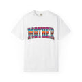 Bold Varsity Text Shirt Moms Family Gift Women Boho Tee Lettering T-Shirt Motherhood Fan Hippie Tshirt Clan Graphic Retro Rainbow Stripe