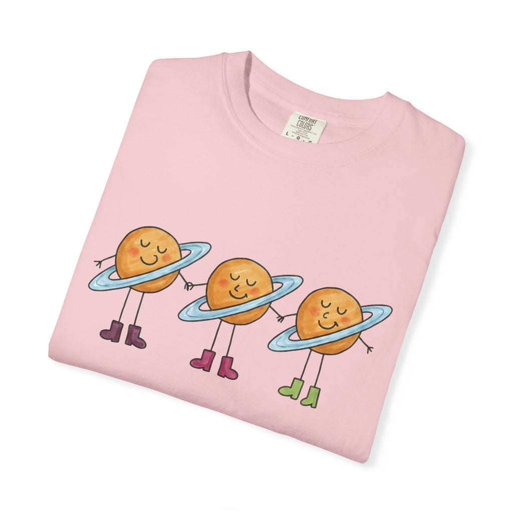 Joyful Planets Shirt Cute Galaxy Gift Women Fun Tee Planet T-Shirt Adorable Fan Cosmic Tshirt Galaxy Graphic Doodle Footwear Tshirt